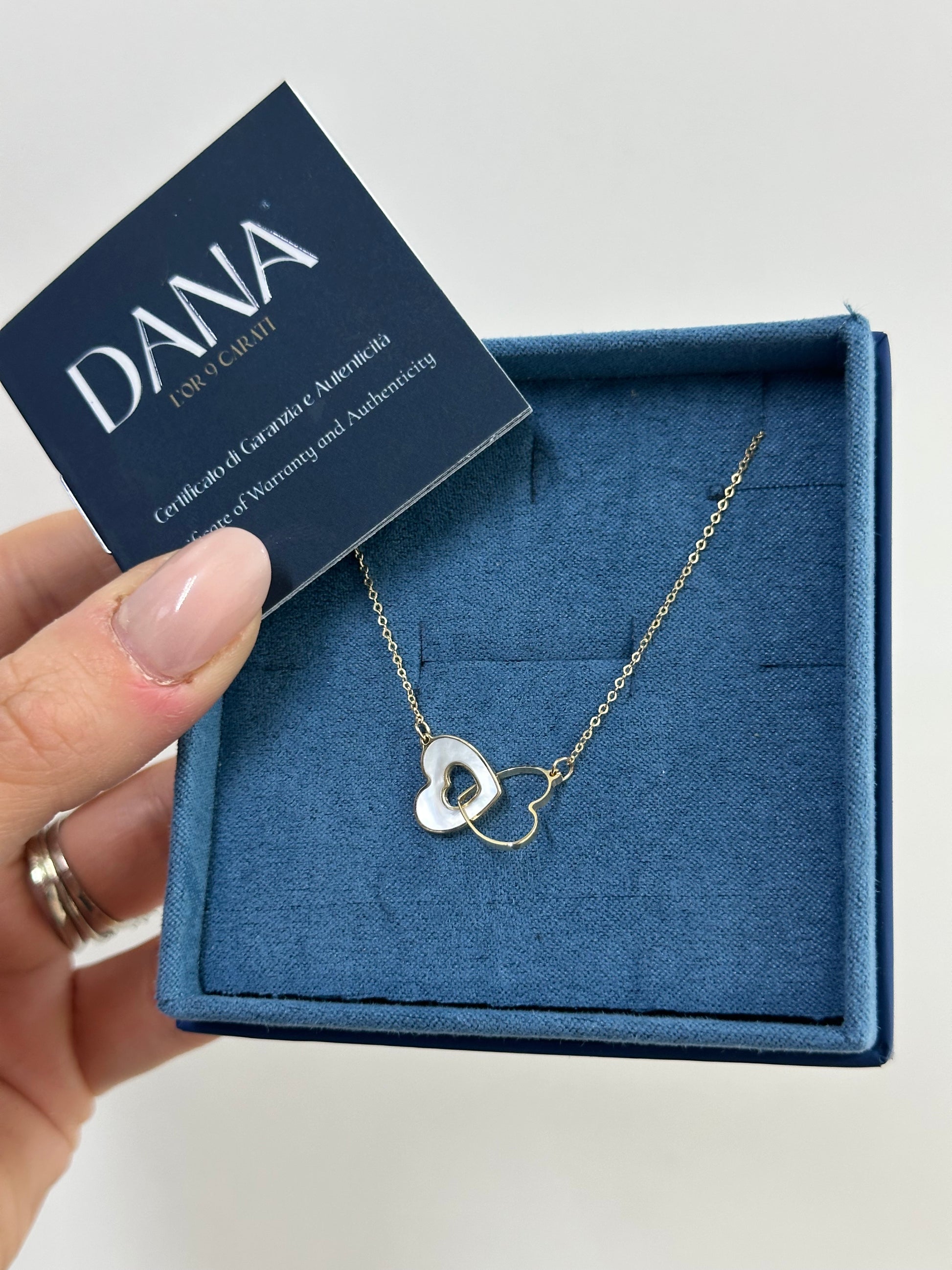 COLLANA CUORI INTRECCIATI ORO 9 CARATI