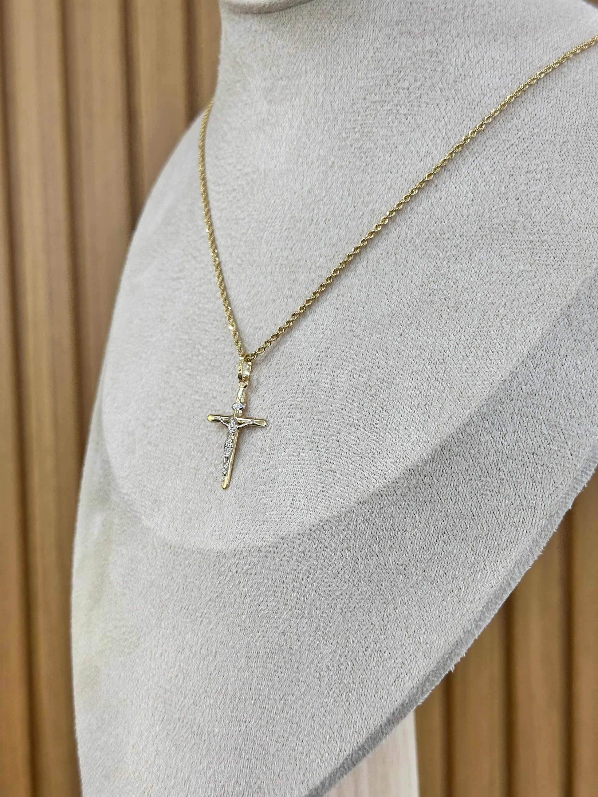 COLLANA LASER ORO 18KT CON CROCE BICOLORE