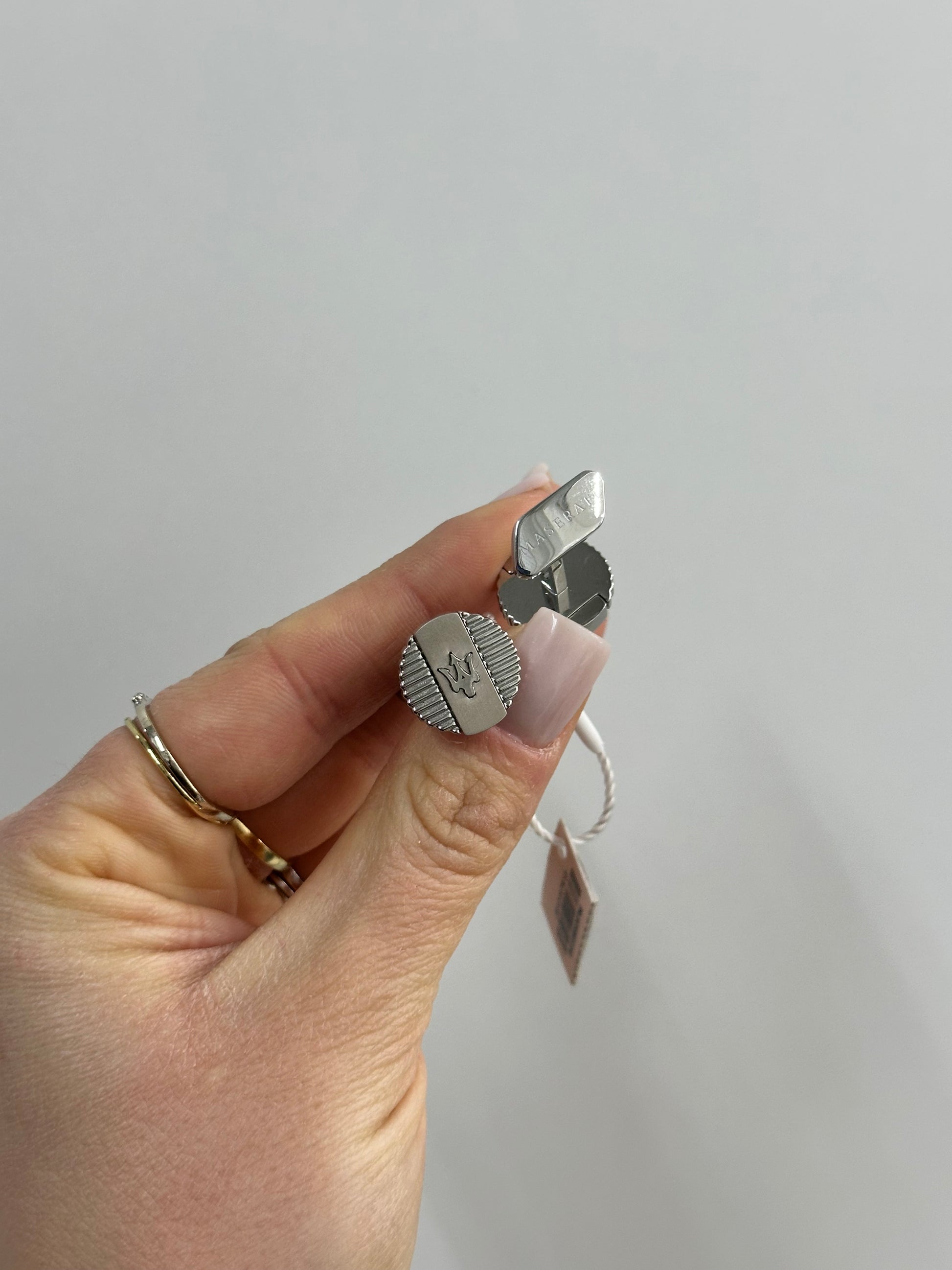 GEMELLI MASERATI CON LOGO ACCIAIO