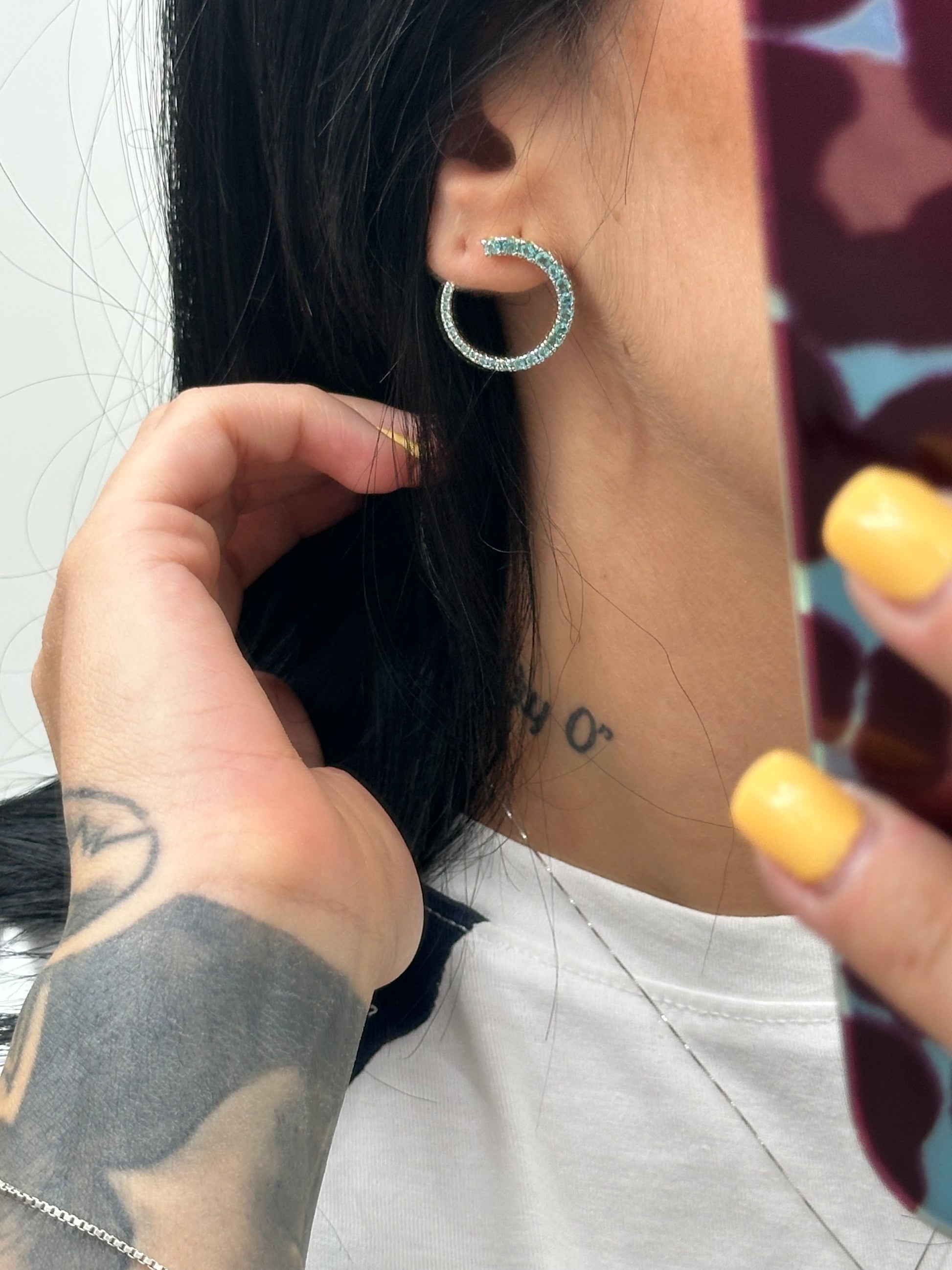 ORECCHINI LUNA ZIRCONI PARAIBA LAURA P