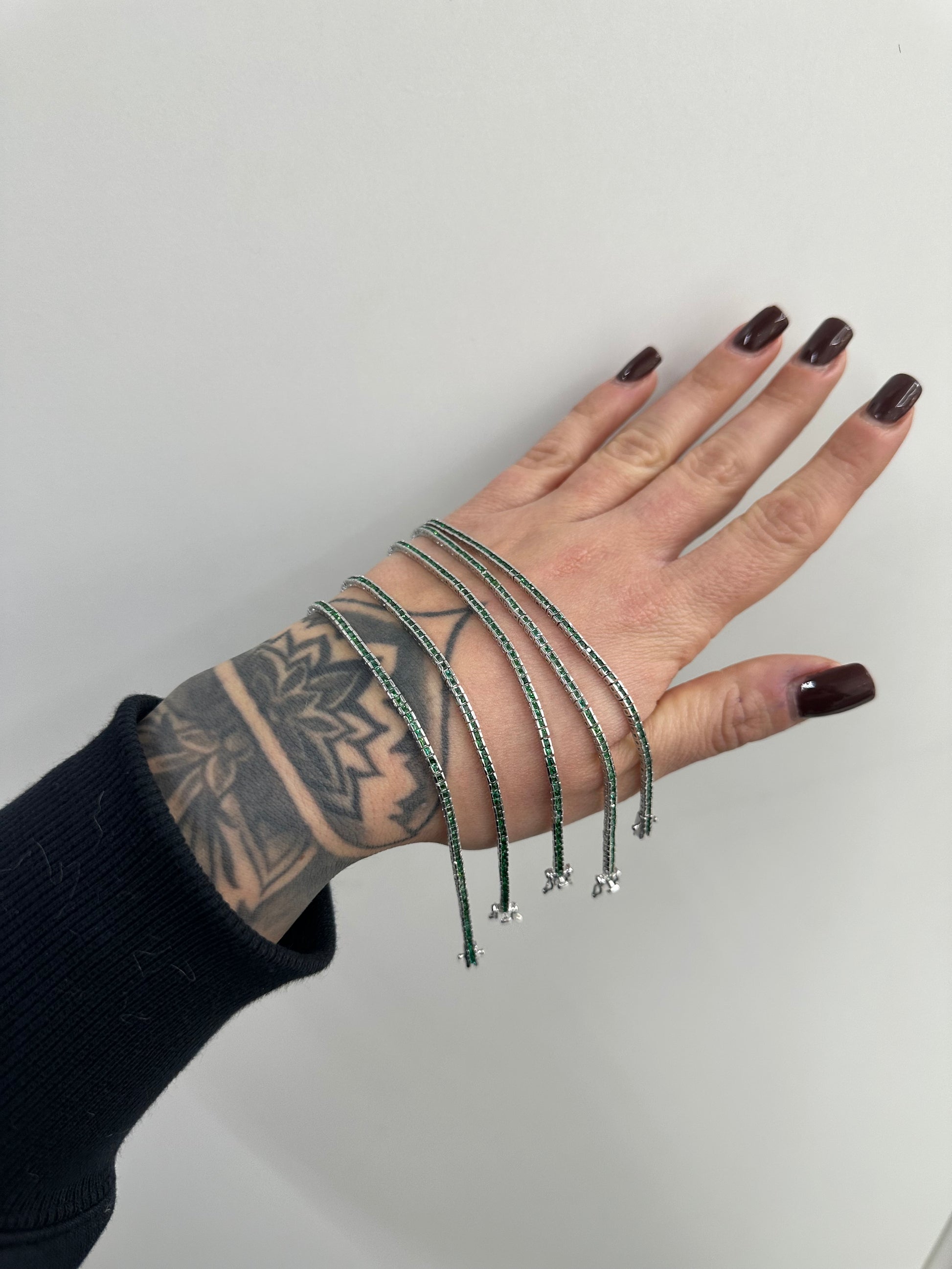 BRACCIALE TENNIS ARGENTO 925 CON ZIRCONI VERDI