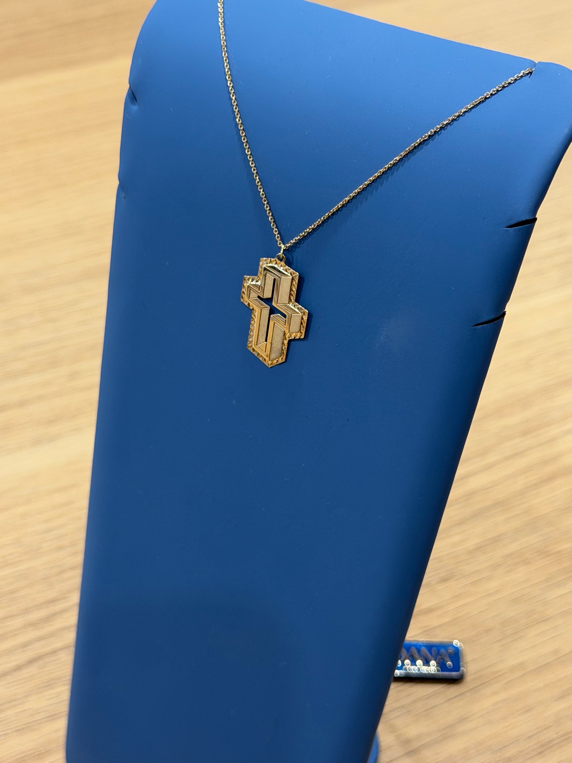 COLLANA CROCE 3D ORO 9 CARATI