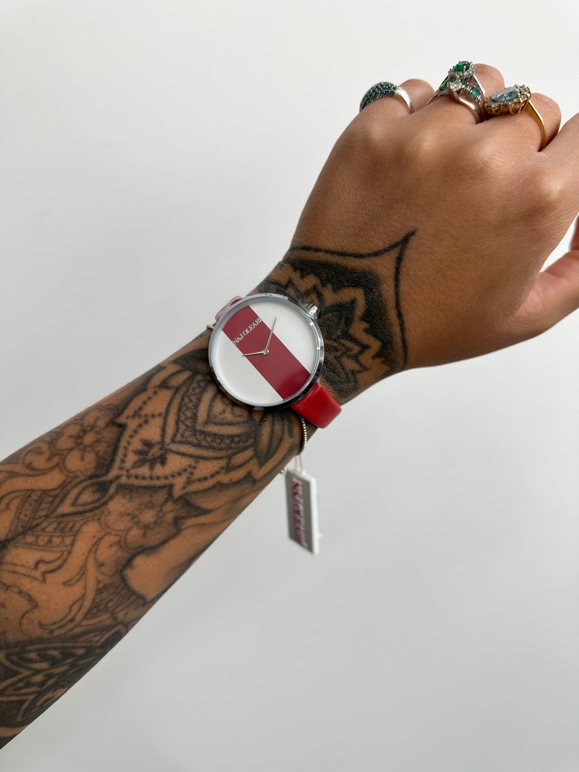 OROLOGIO NAJ-OLEARI CINTURINO IN PELLE ROSSO