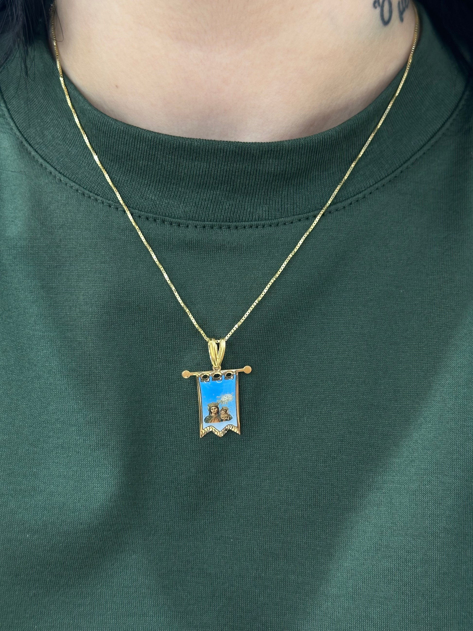 COLLANA MADONNA DELL'ARCO ARGENTO 925 CON DORATURA