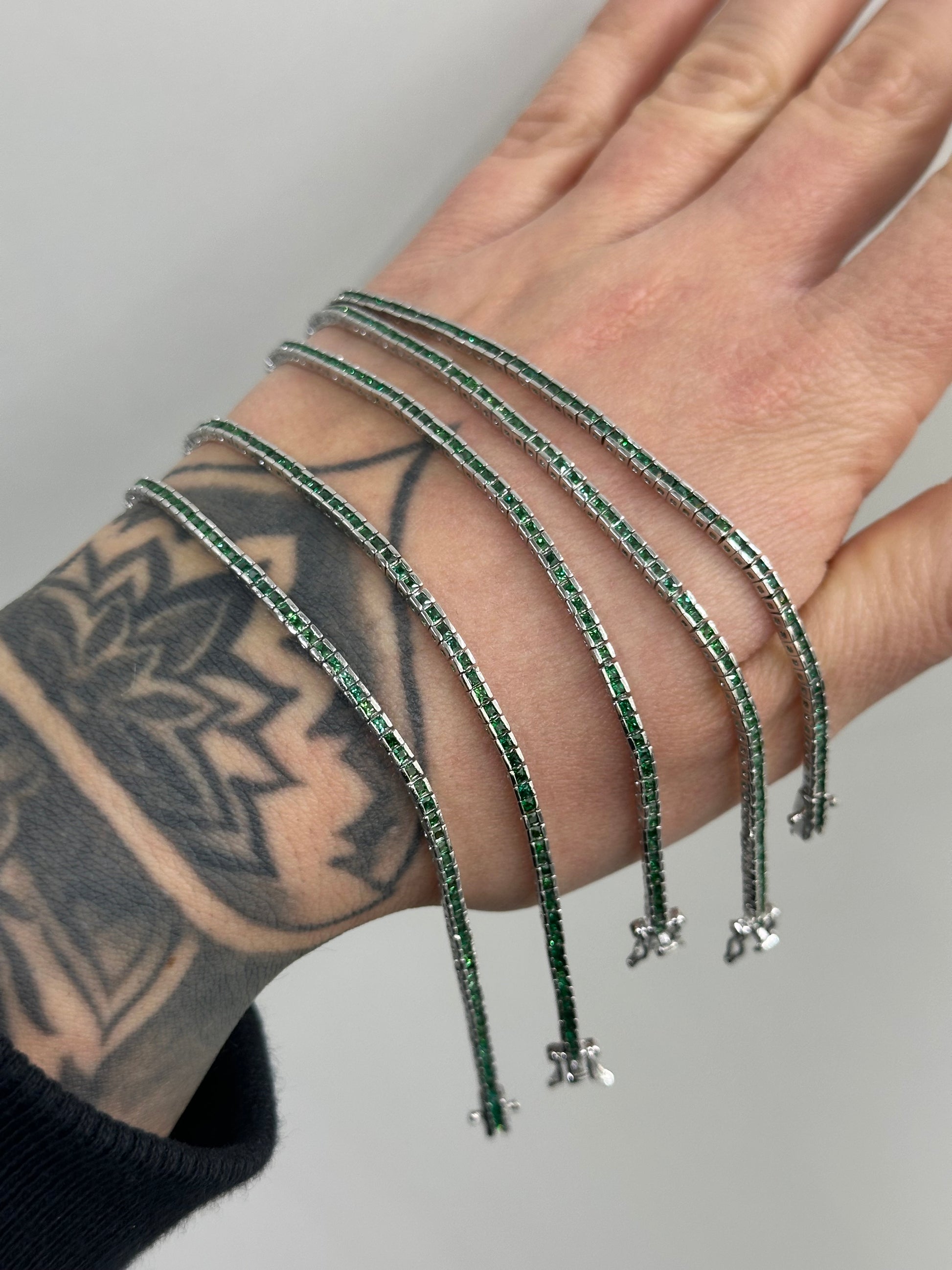 BRACCIALE TENNIS ARGENTO 925 CON ZIRCONI VERDI