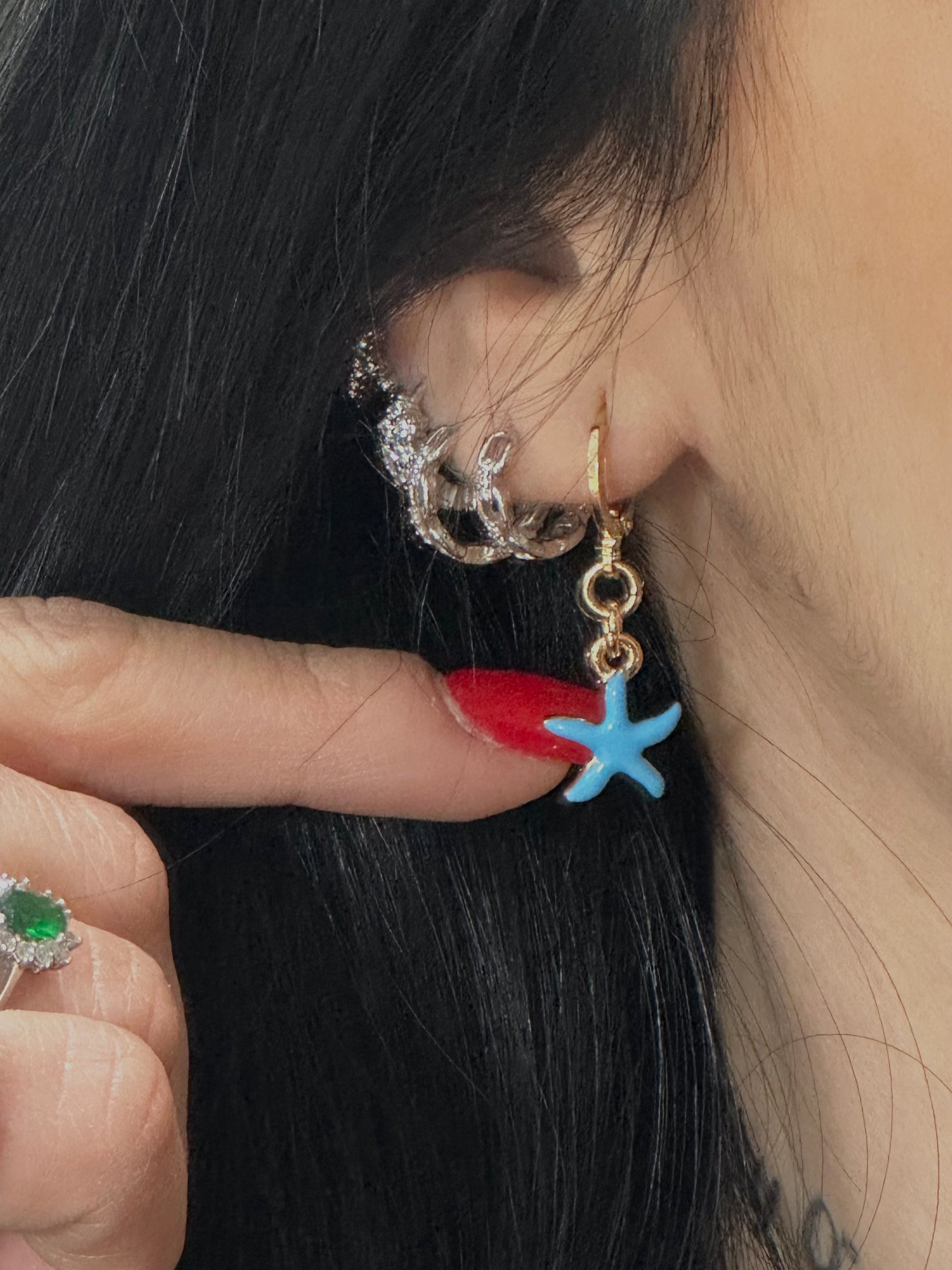 ORECCHINI SANTORINI IN METALLO STELLA MARINA