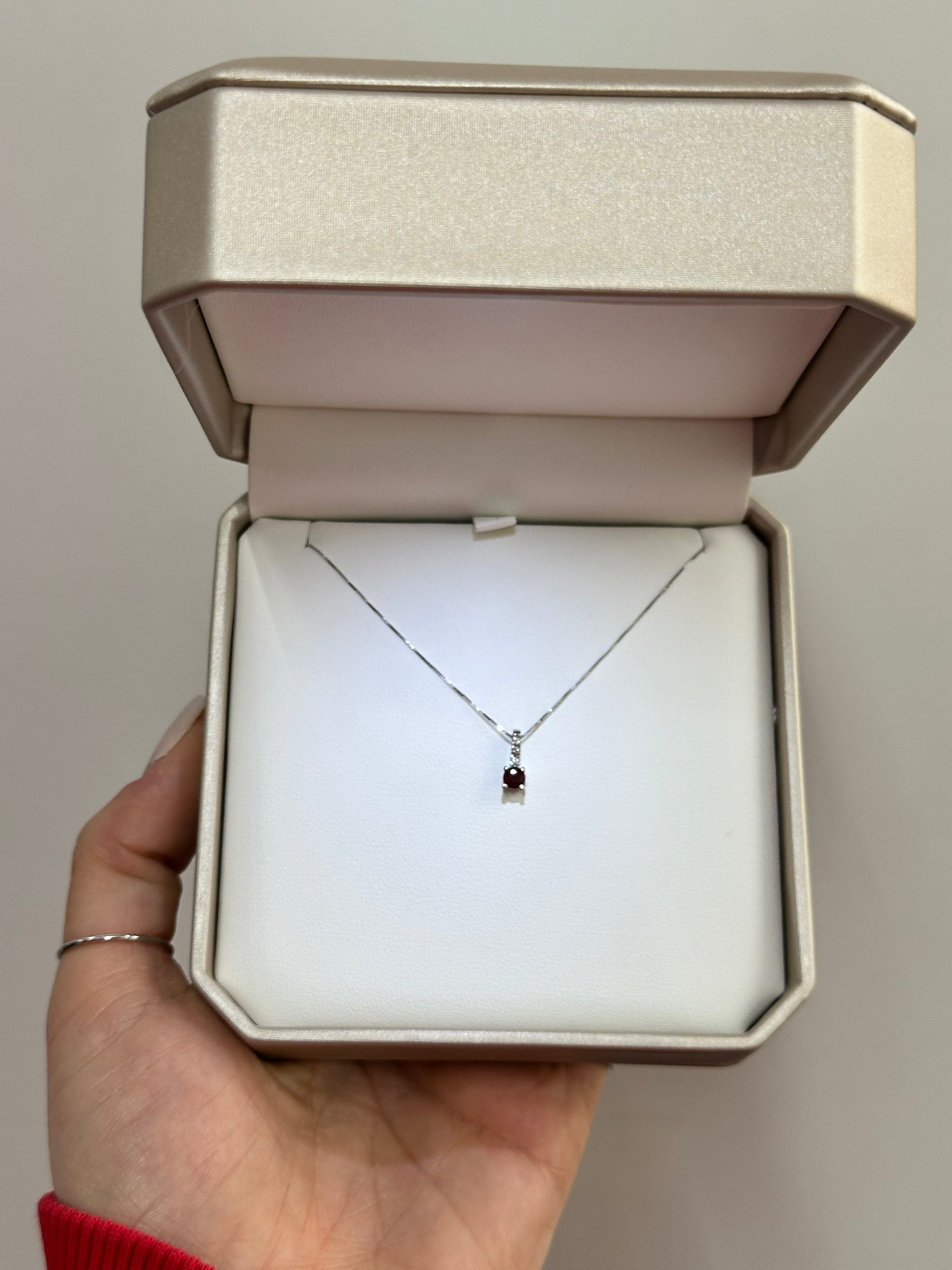 COLLANA ORO 18KT CON RUBINO E DIAMANTI