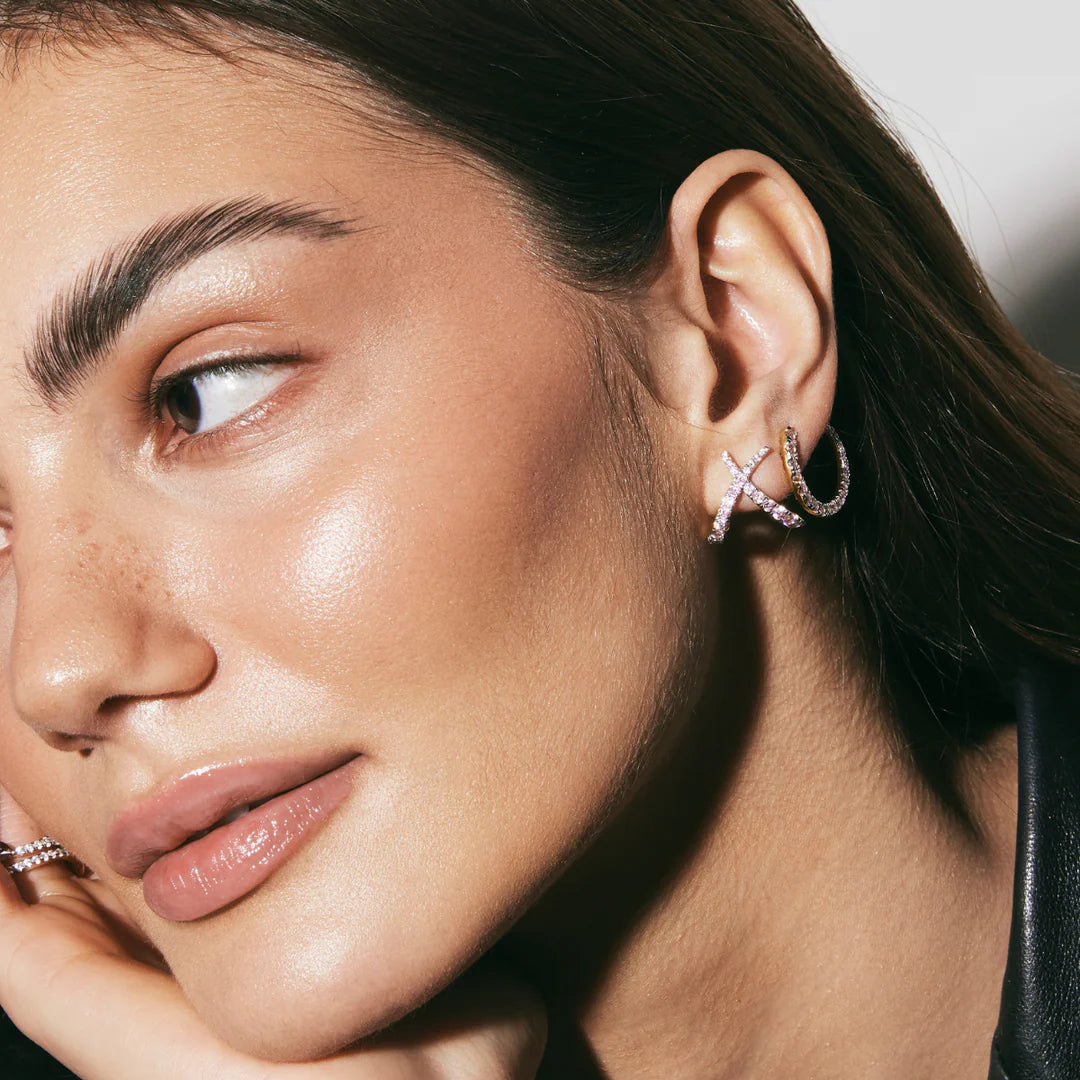 ORECCHINI INCROCIO ZIRCONI RODOLITE LAURA P