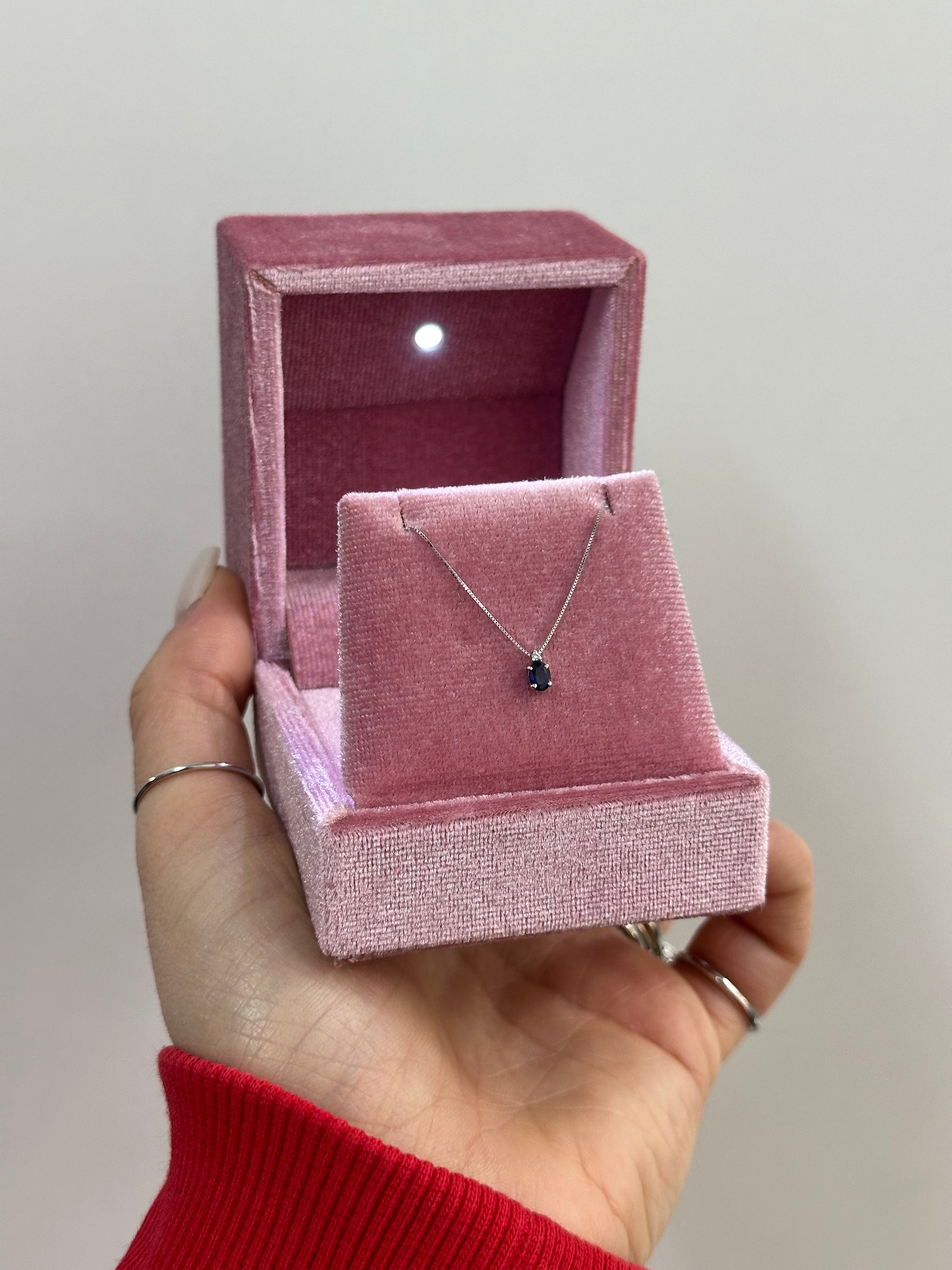 COLLANA ORO 18KT CON ZAFFIRO BLU E DIAMANTE