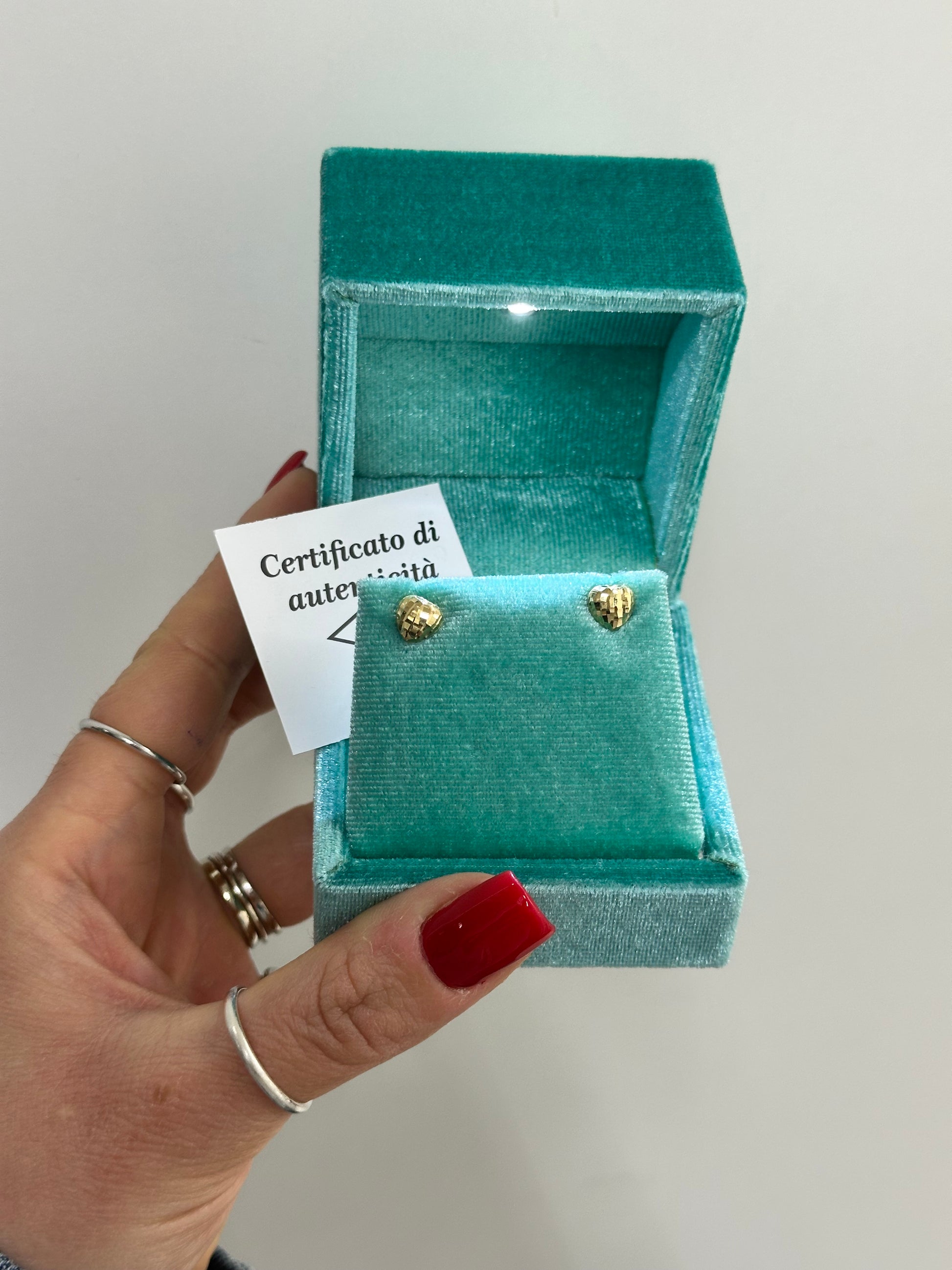 ORECCHINI CUORICINI BOMBATI ORO 18KT