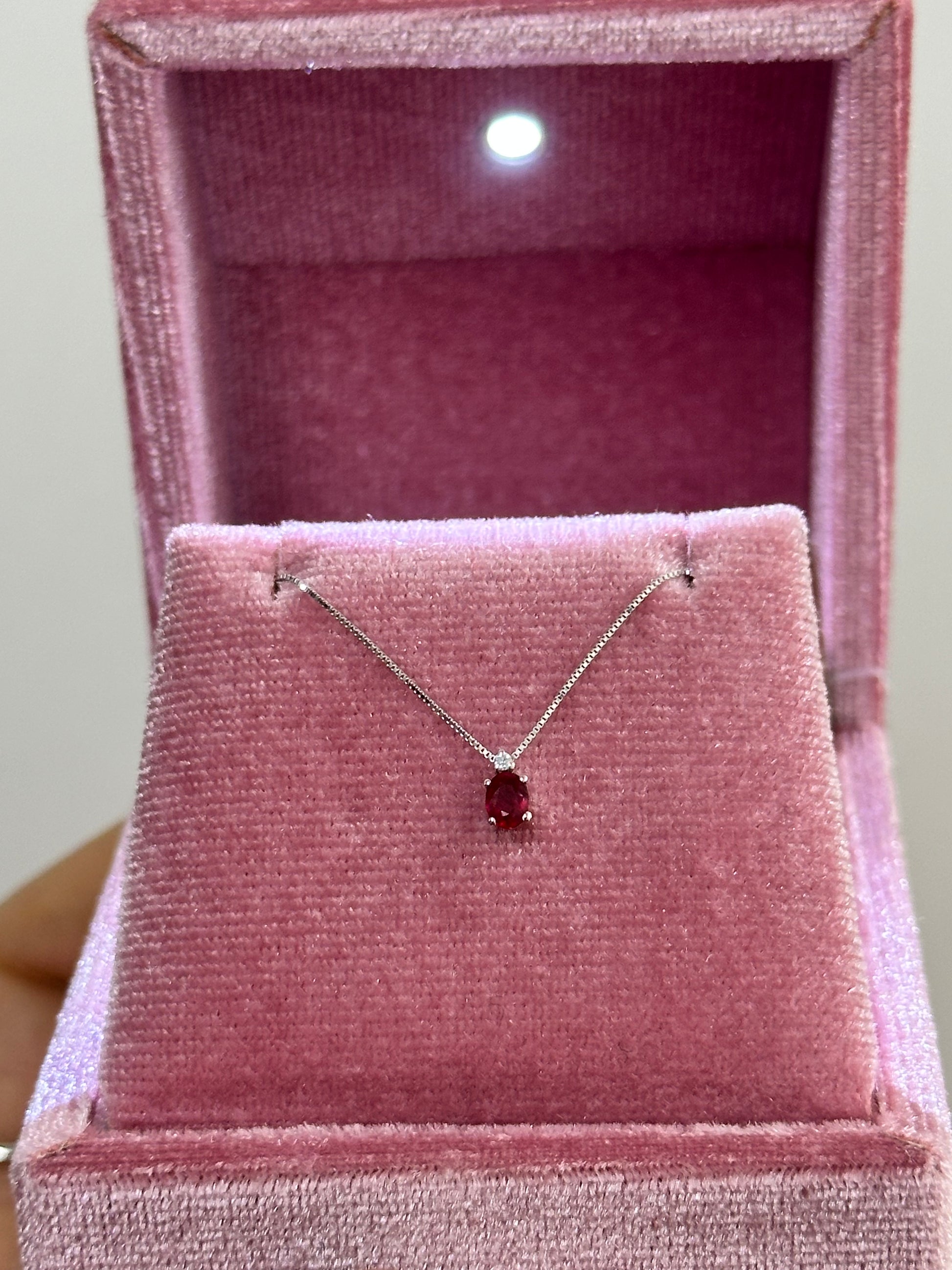 COLLANA ORO 18KT CON RUBINO E DIAMANTE