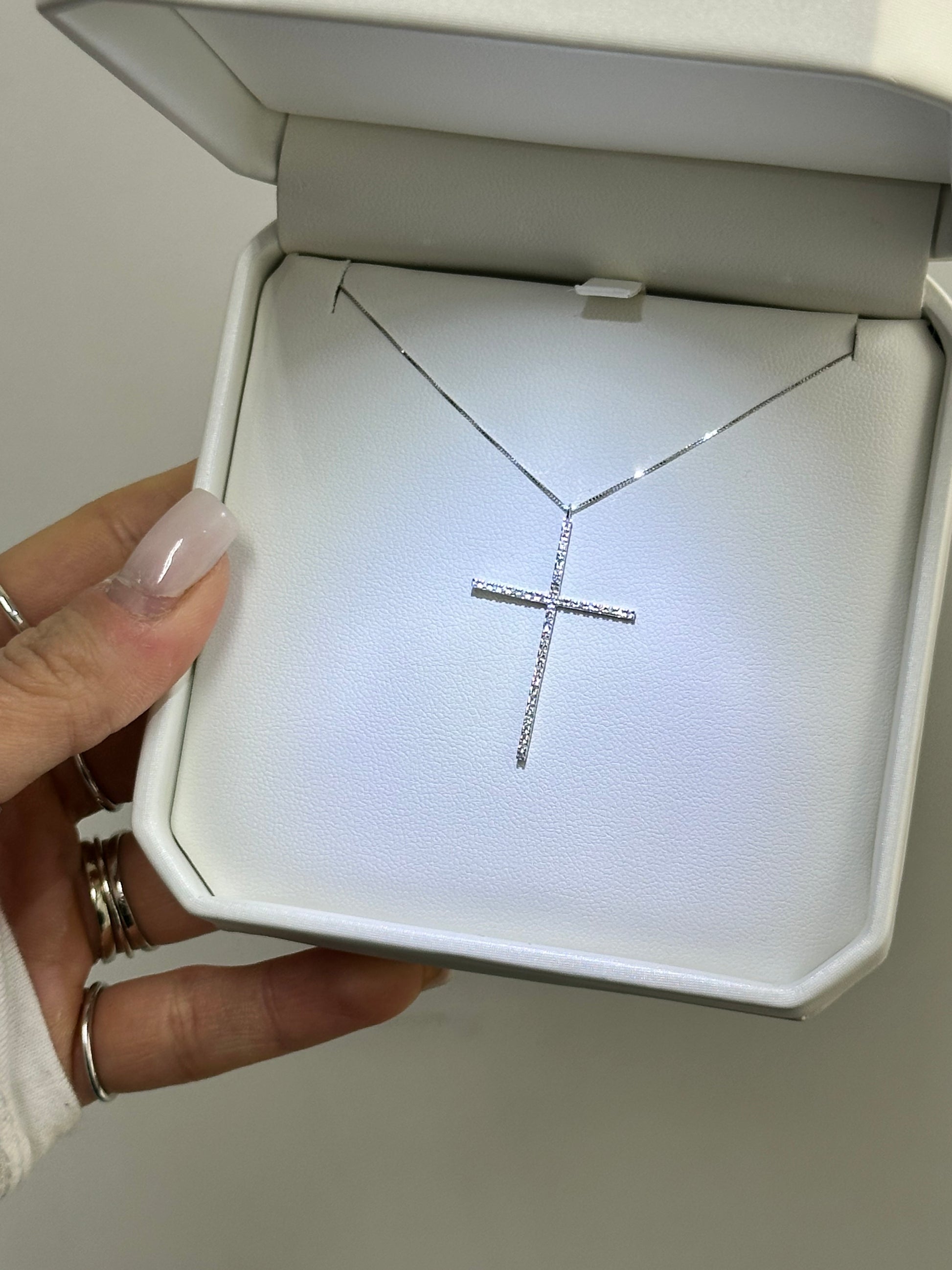 COLLANA CROCE ORO 18KT CON DIAMANTI