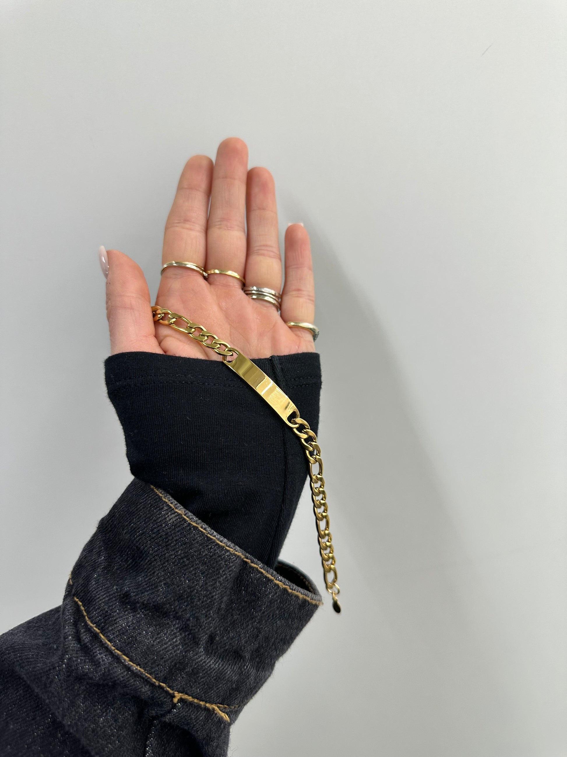 BRACCIALE TARGHETTA MEDIUM ACCIAIO CON DORATURA