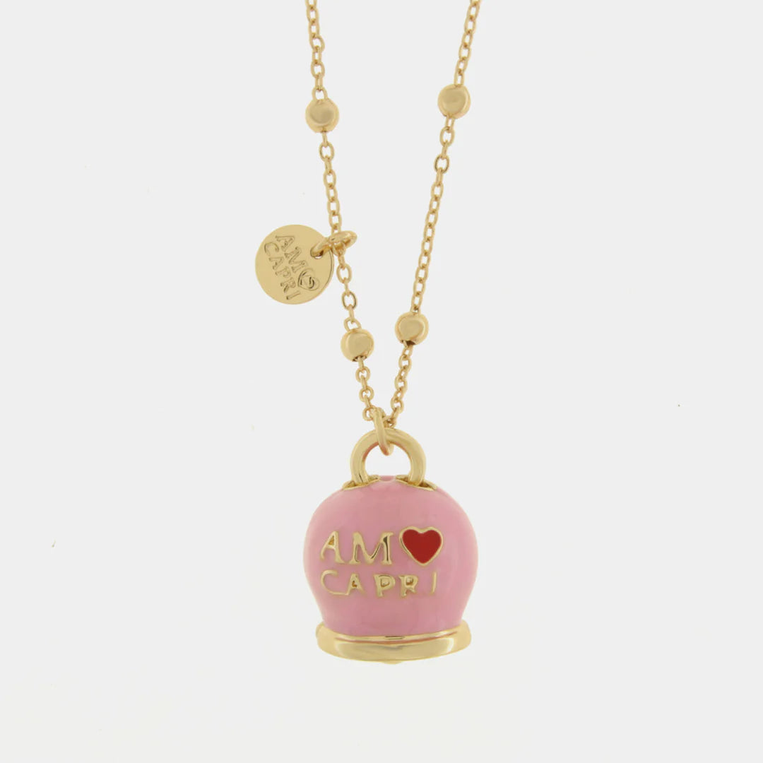 COLLANA AMO CAPRI IN METALLO CAMPANELLA ROSA