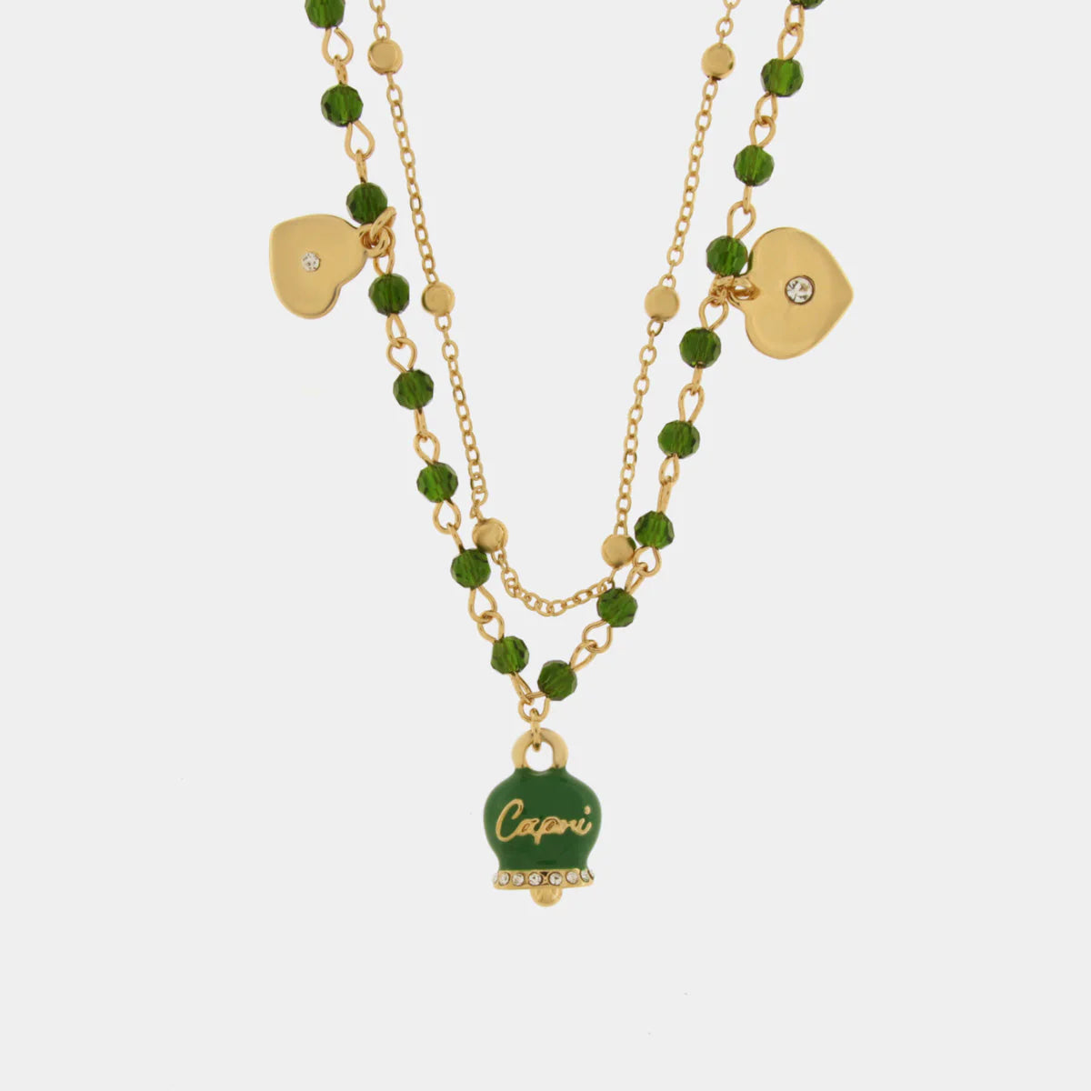 COLLANA AMO CAPRI MULTIFILO CON CAMPANA VERDE