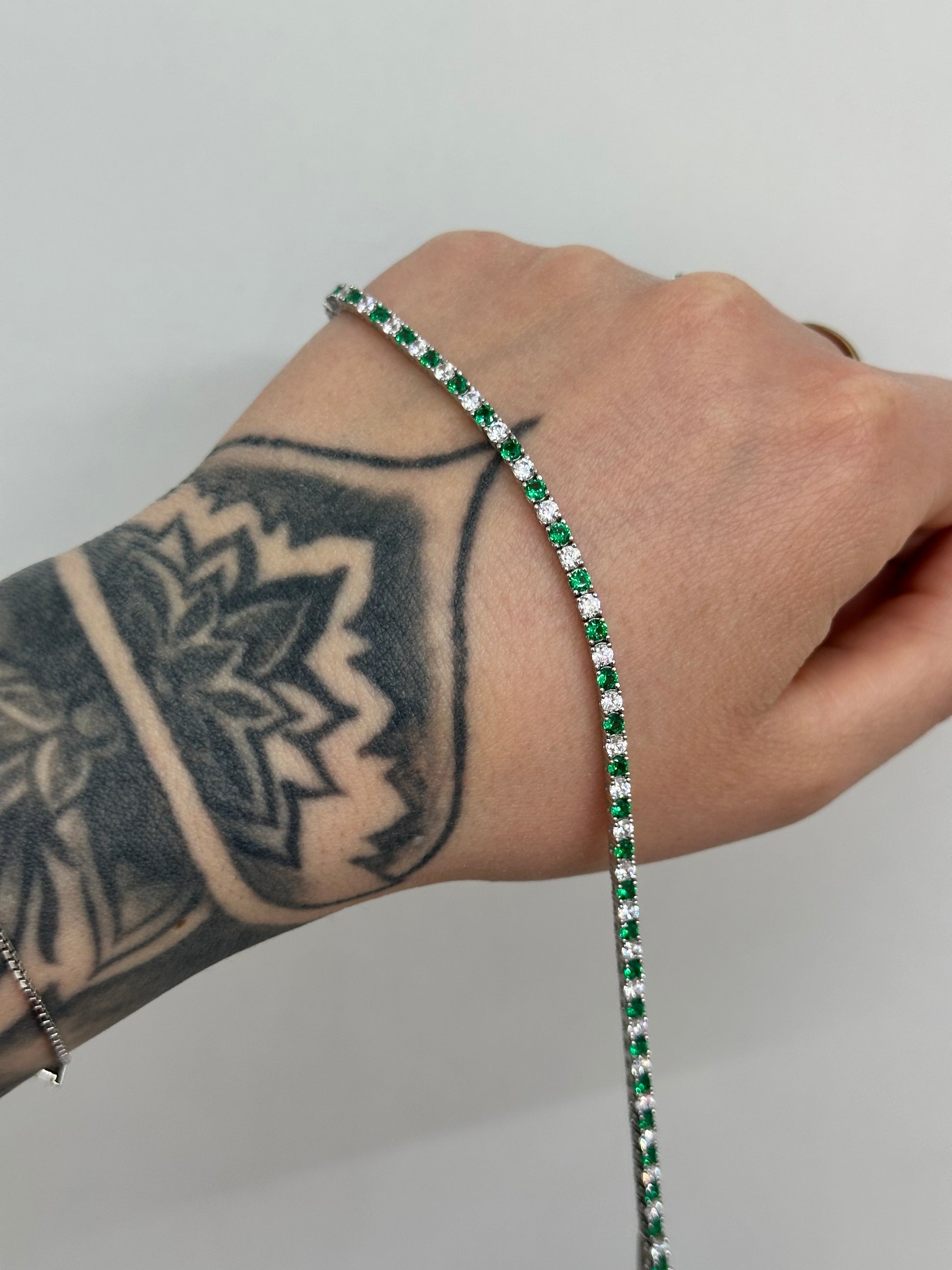 BRACCIALE TENNIS WHITE AND GREEN