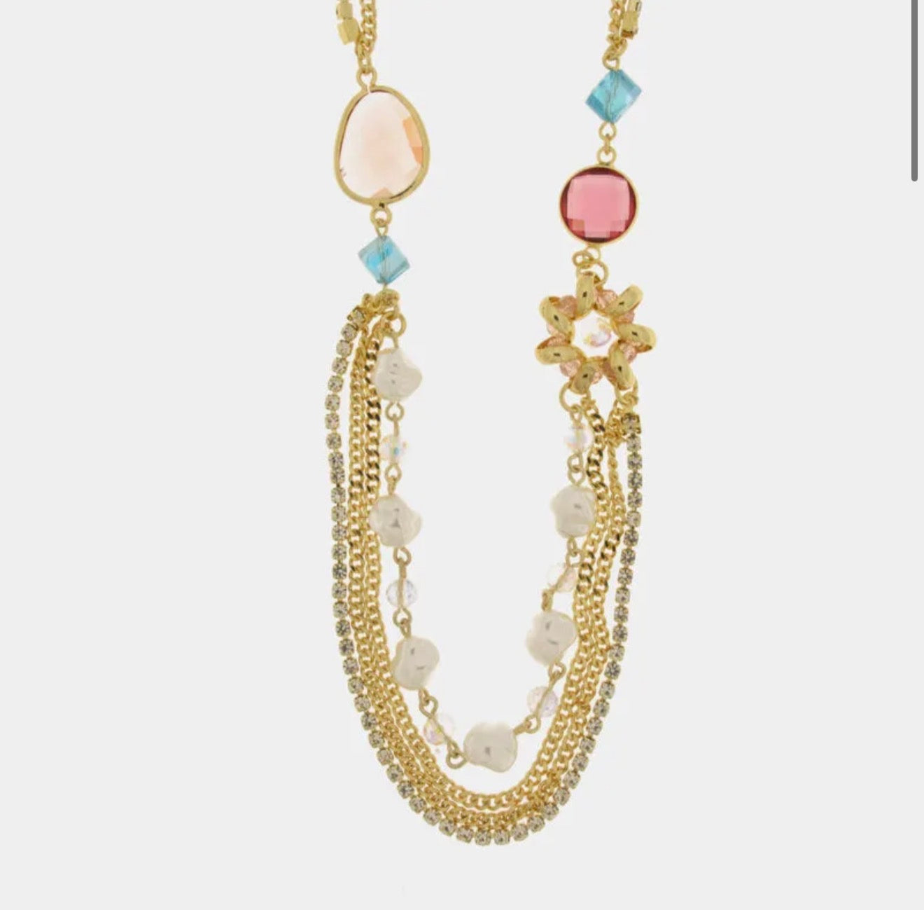 COLLANA MULTIFILO CON CRISTALLI COLORATI AMO VENEZIA