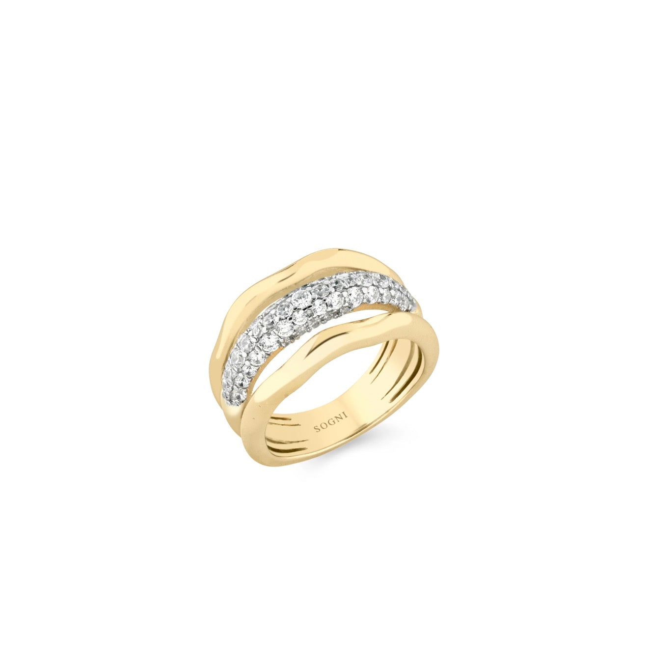 ANELLO IN ARGENTO DORATO CON ZIRCONI BIANCHI SOGNI