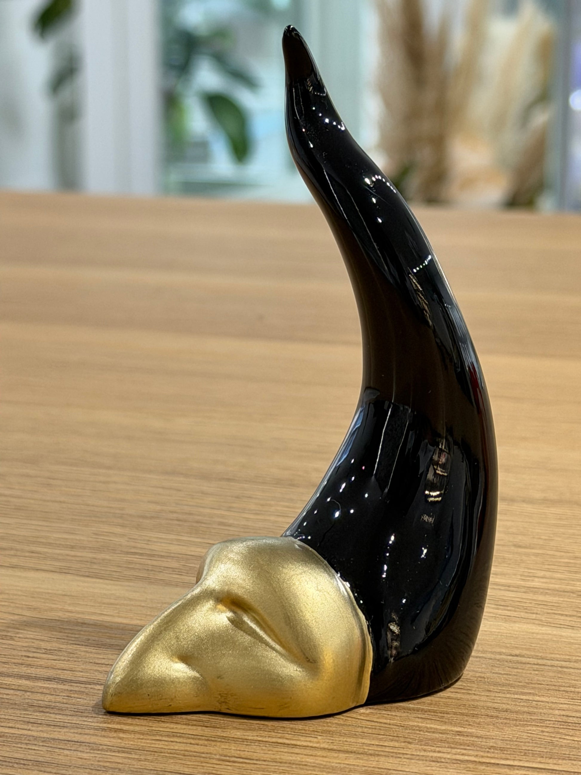 CORNO DA ESPOSIZIONE NERO E ORO