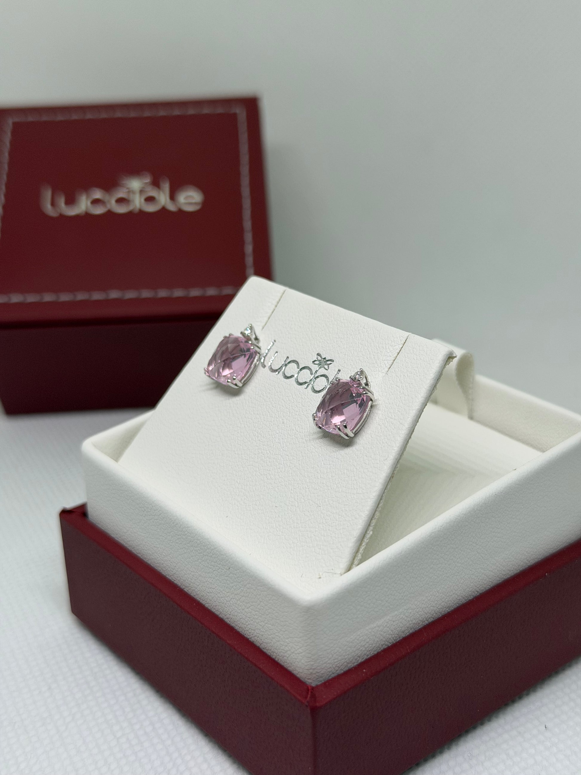 ORECCHINI ORO 9 CARATI LUCCIOLE CON ZAFFIRO ROSA E DIAMANTINI