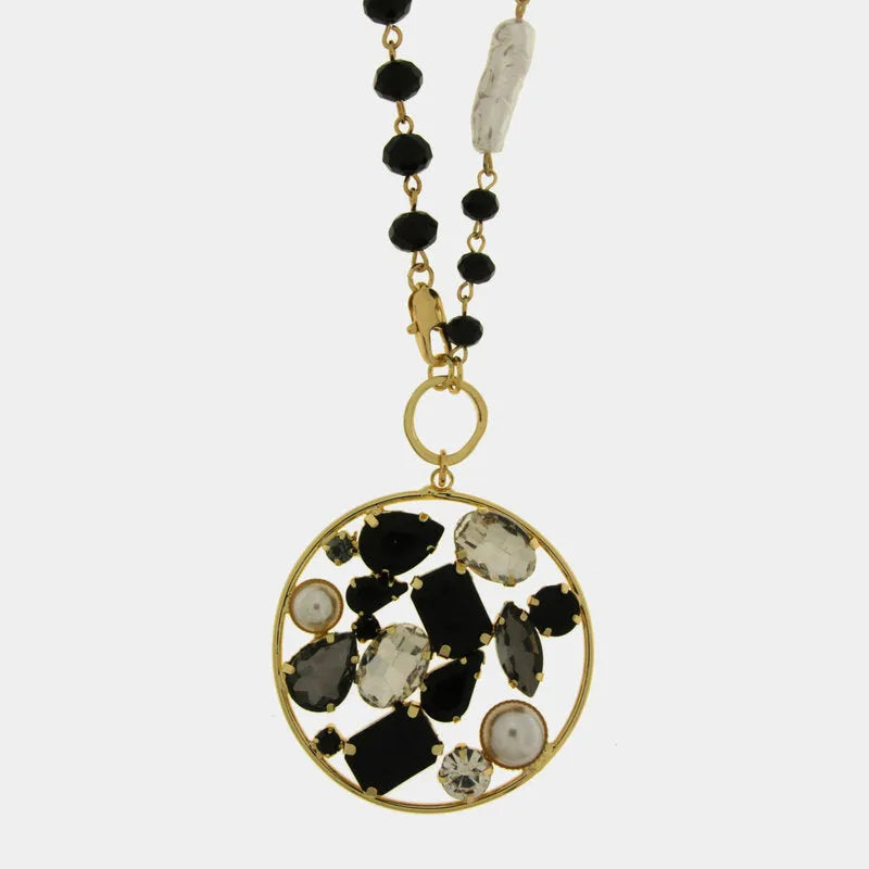 COLLANA AMO VENEZIA CERCHIO CON CRISTALLI NERI