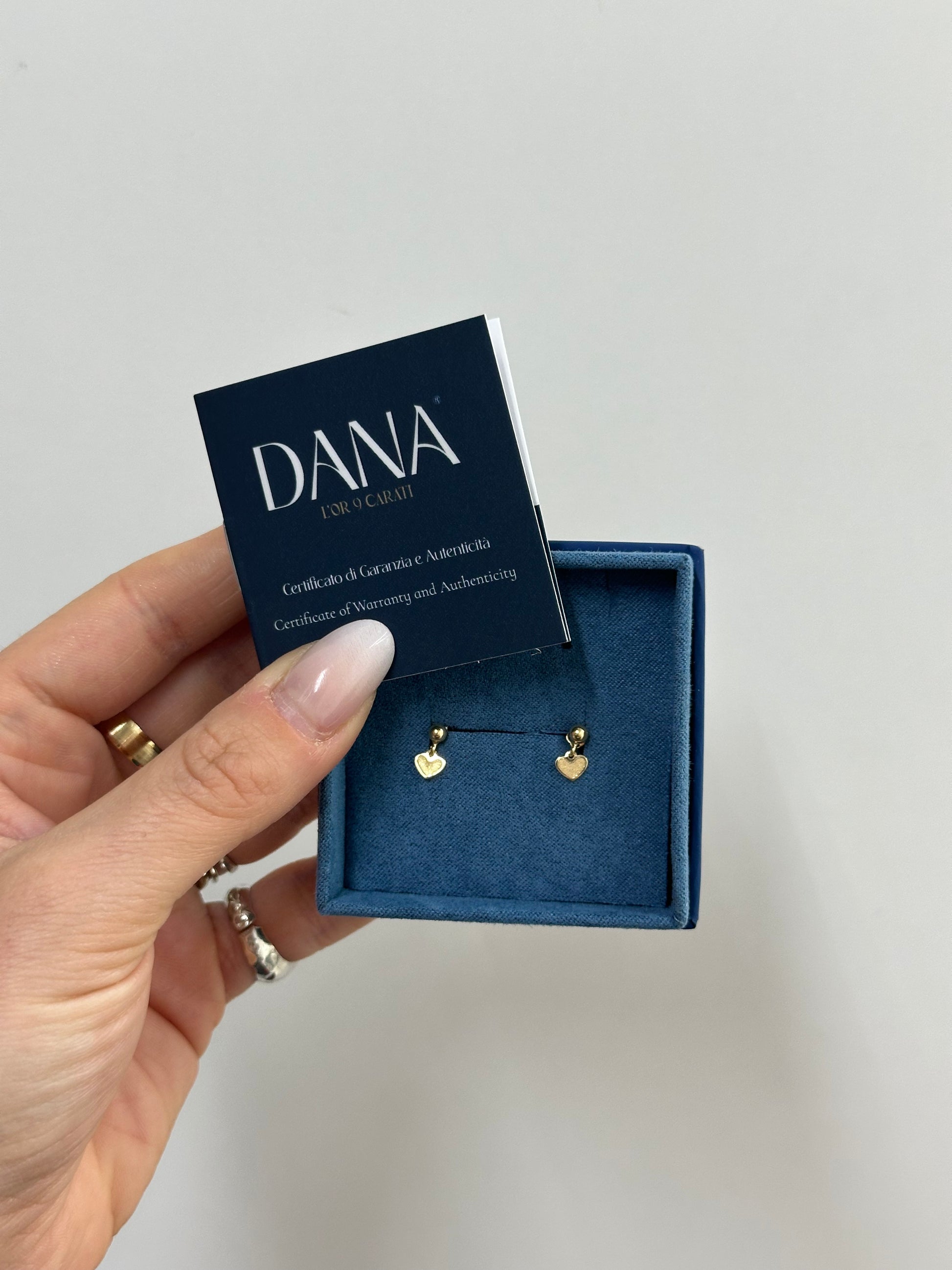 ORECCHINI CUORI PENDENTI ORO 9 CARATI