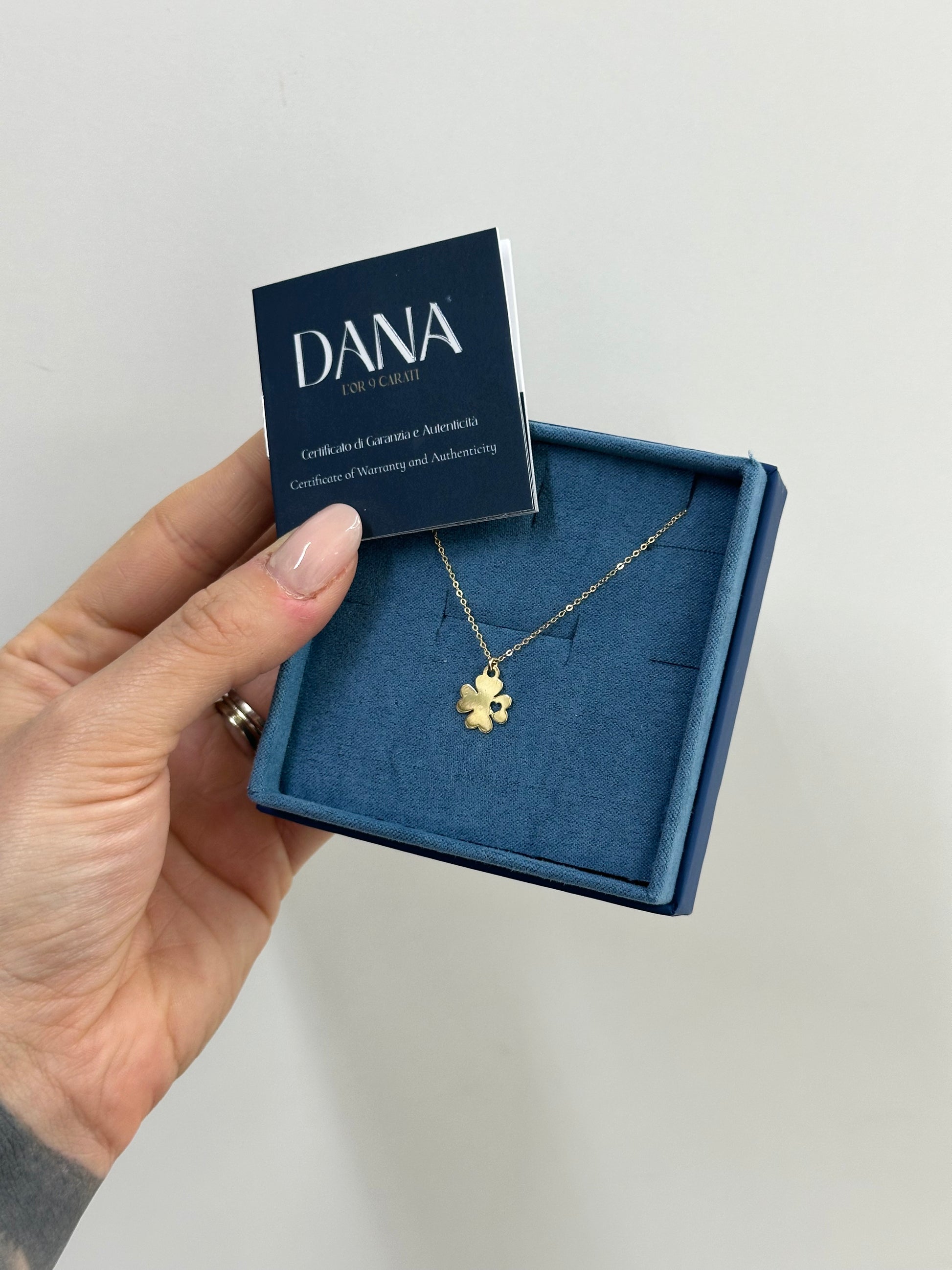 COLLANA QUADRIFOGLIO ORO 9 CARATI