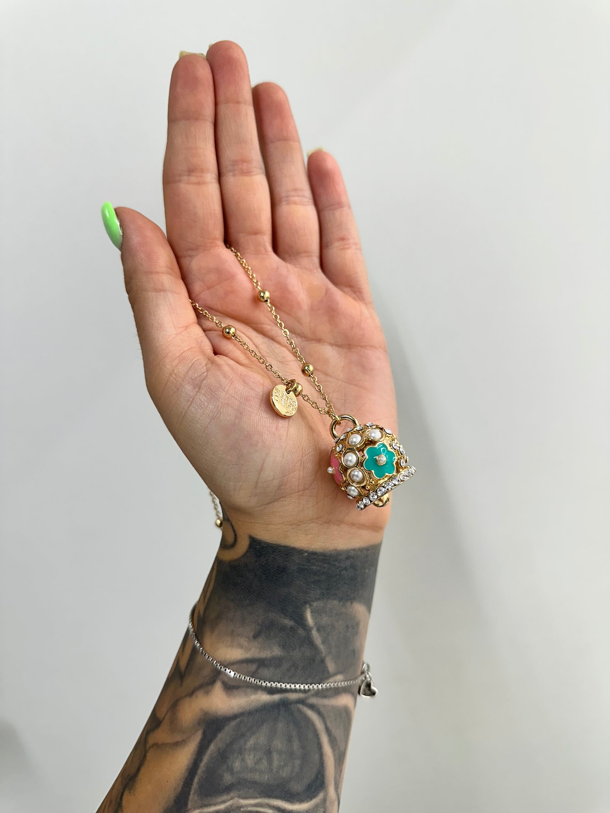COLLANA AMO CAPRI CAMPANA CON FIORI E PERLE