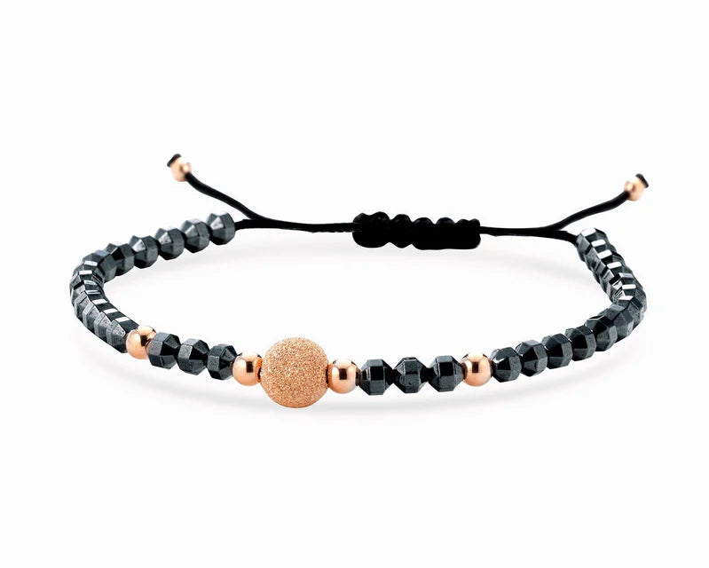 BRACCIALE CON EMATITE BRIOLE' E SFERE ORO ROSA DALU'