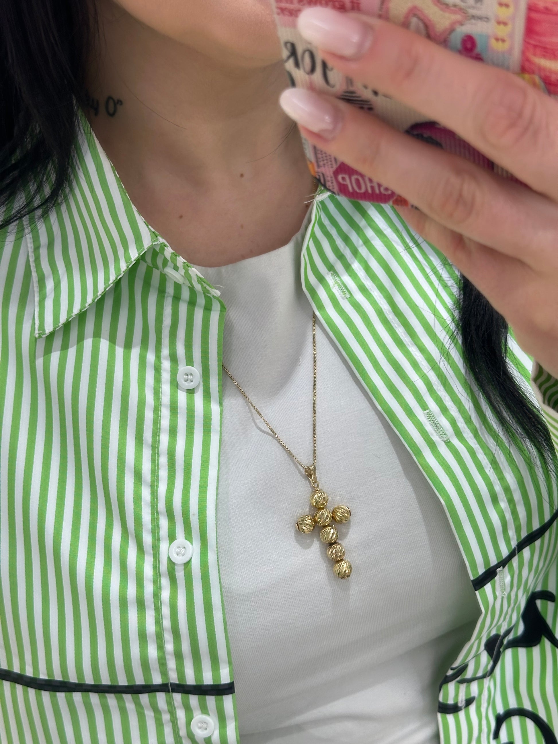 COLLANA CROCE MILLE LUCI ARGENTO DORATO