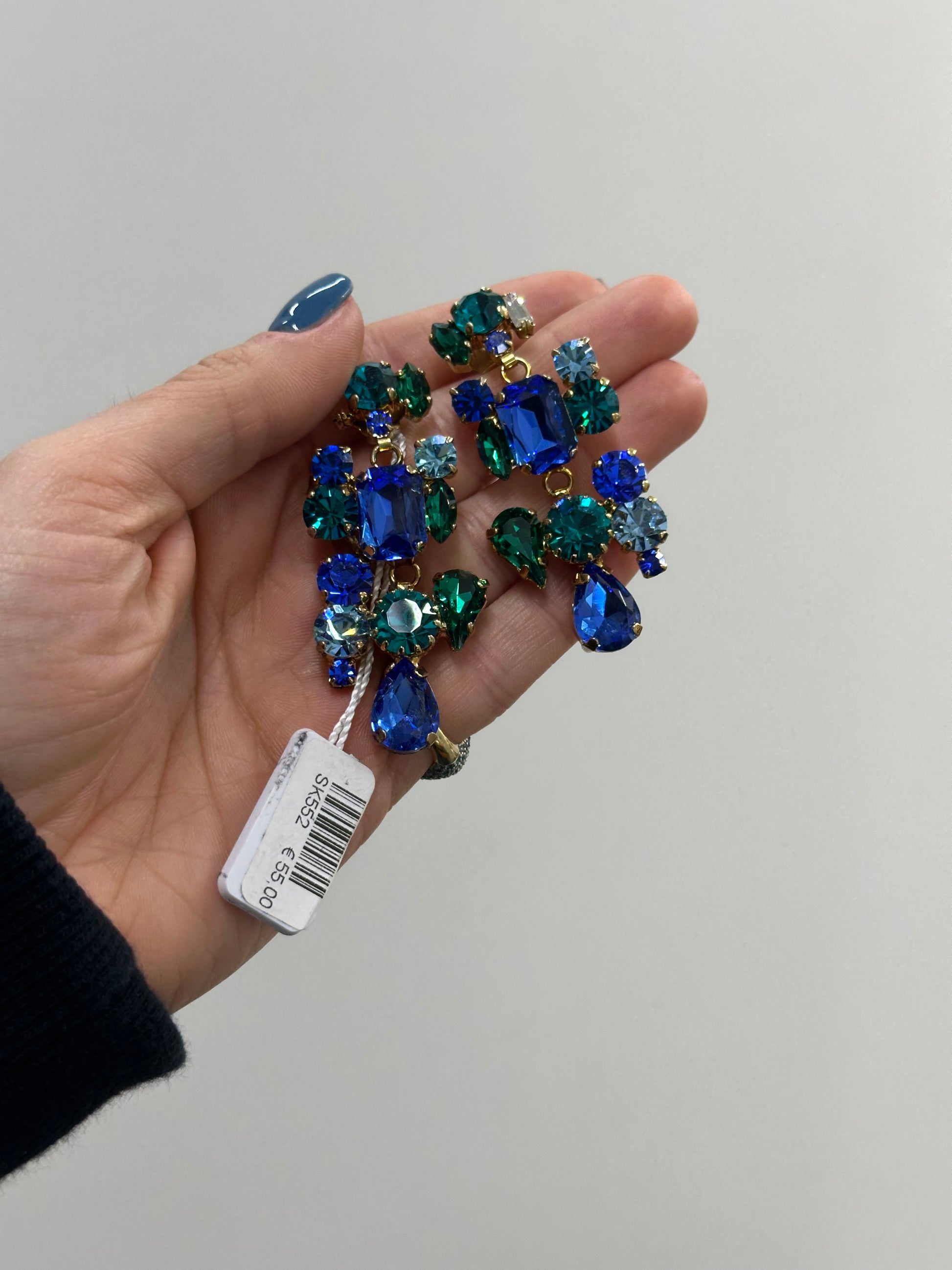 ORECCHINI SAKI CON PIETRE BLU E VERDI