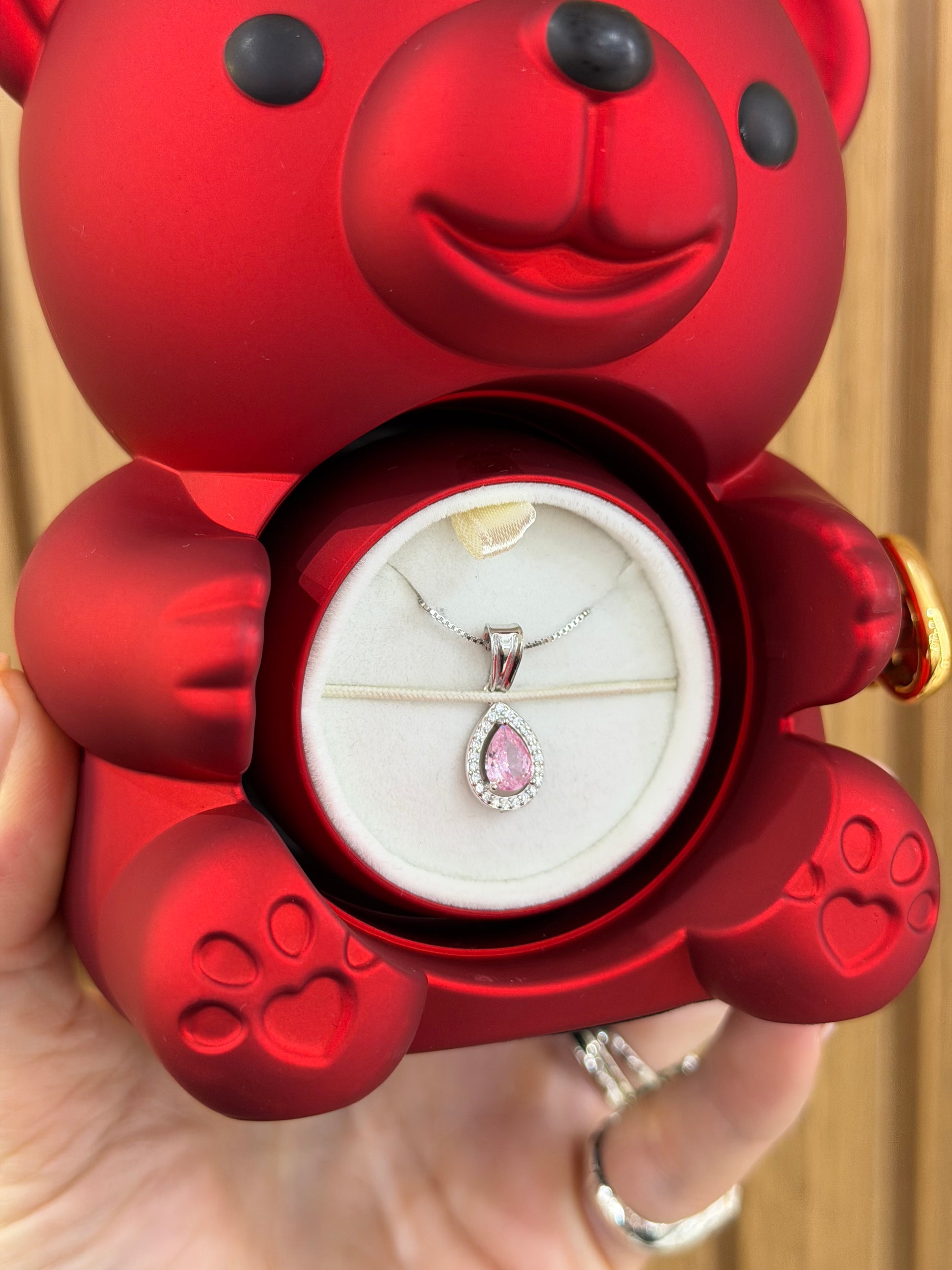 BOX MINI TEDDY CON COLLANA DIANA ARGENTO 925