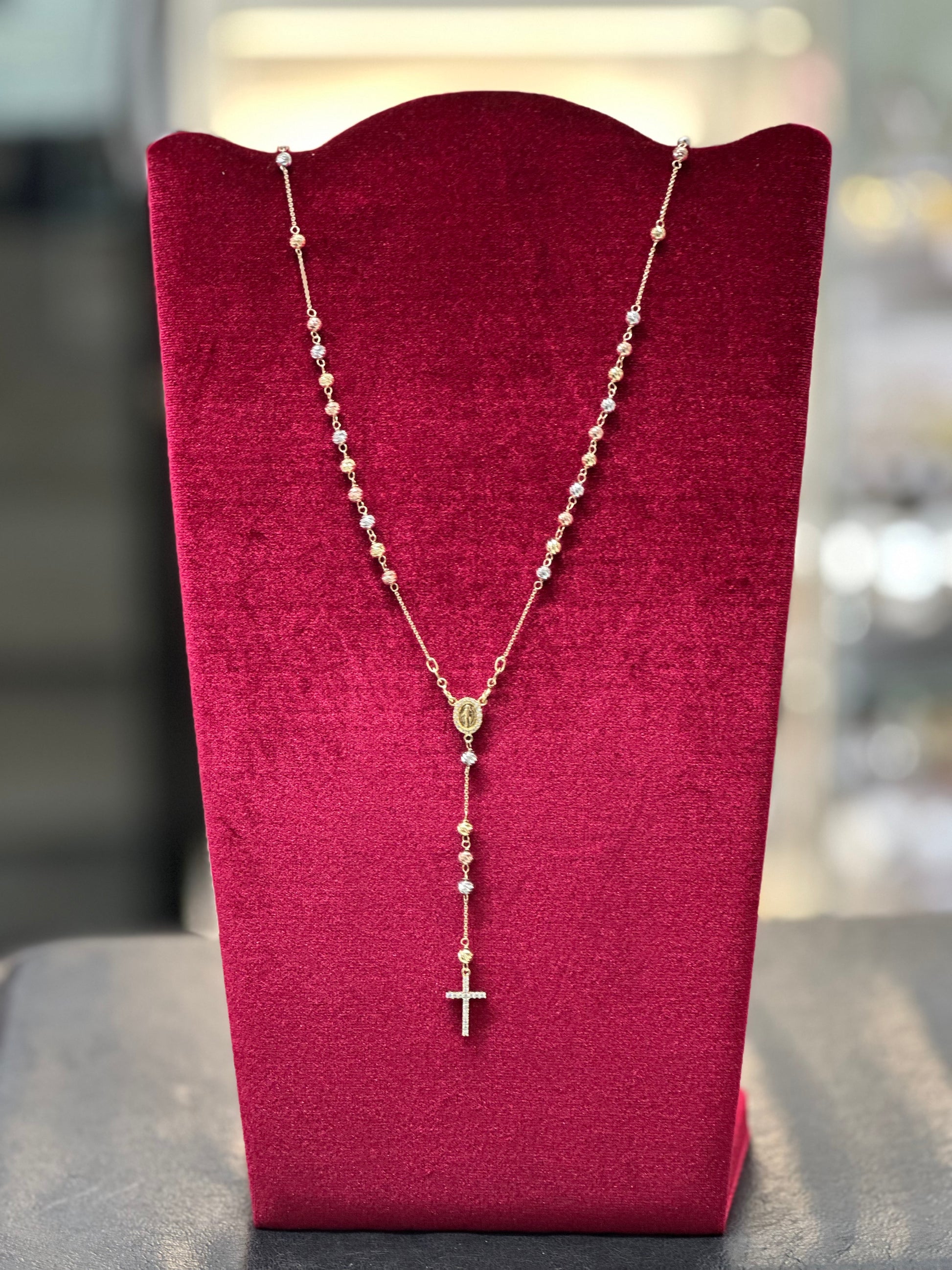 COLLANA ROSARIO ORO 18KT 3 COLORI