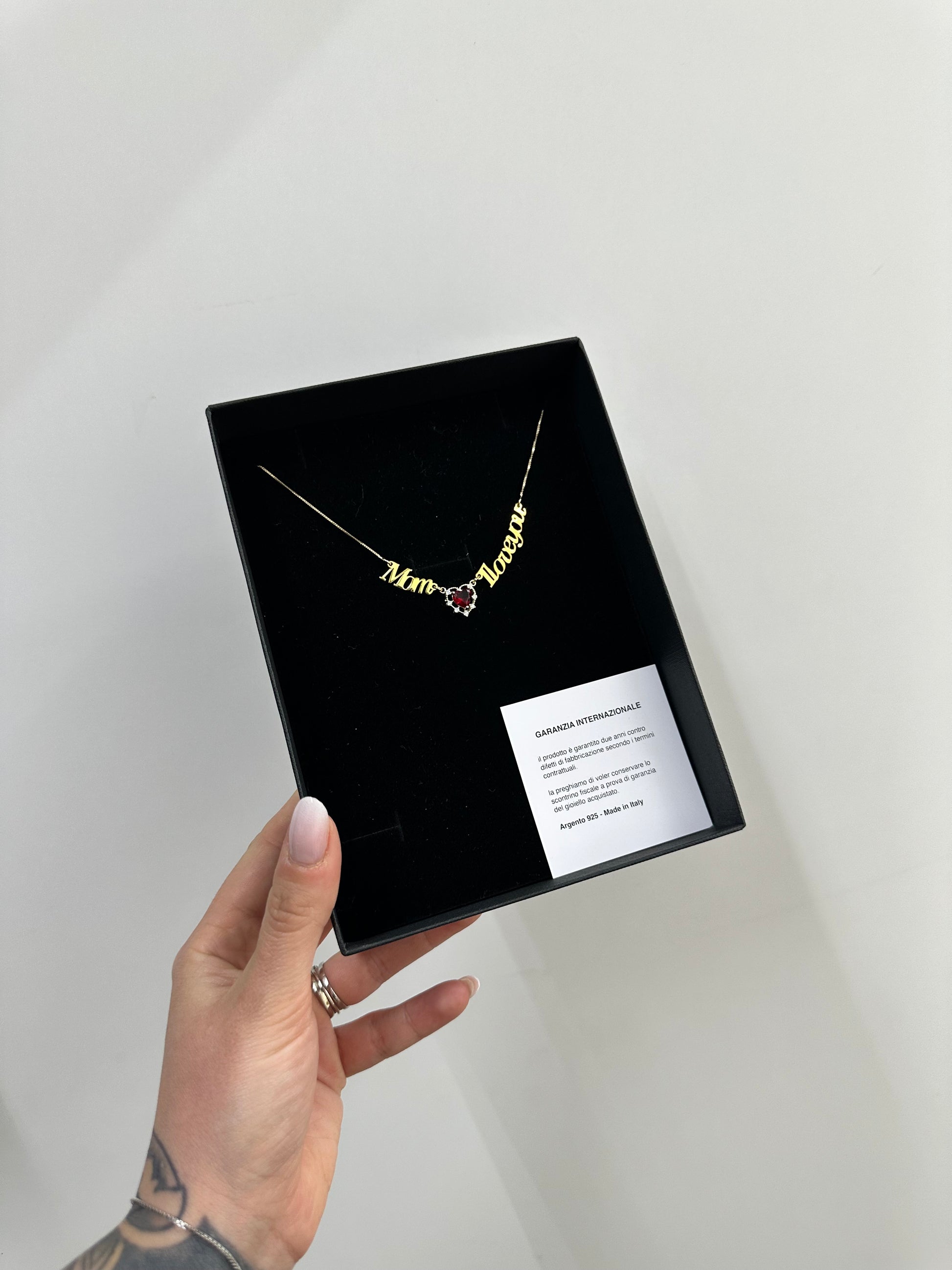 COLLANA MOM I LOVE YOU ARGENTO 925