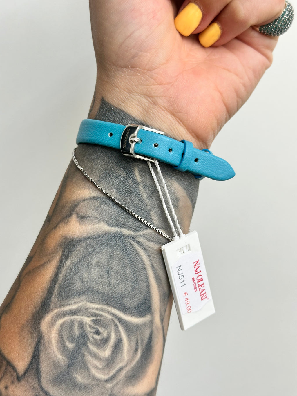 OROLOGIO NAJ-OLEARI CINTURINO IN PELLE CELESTE