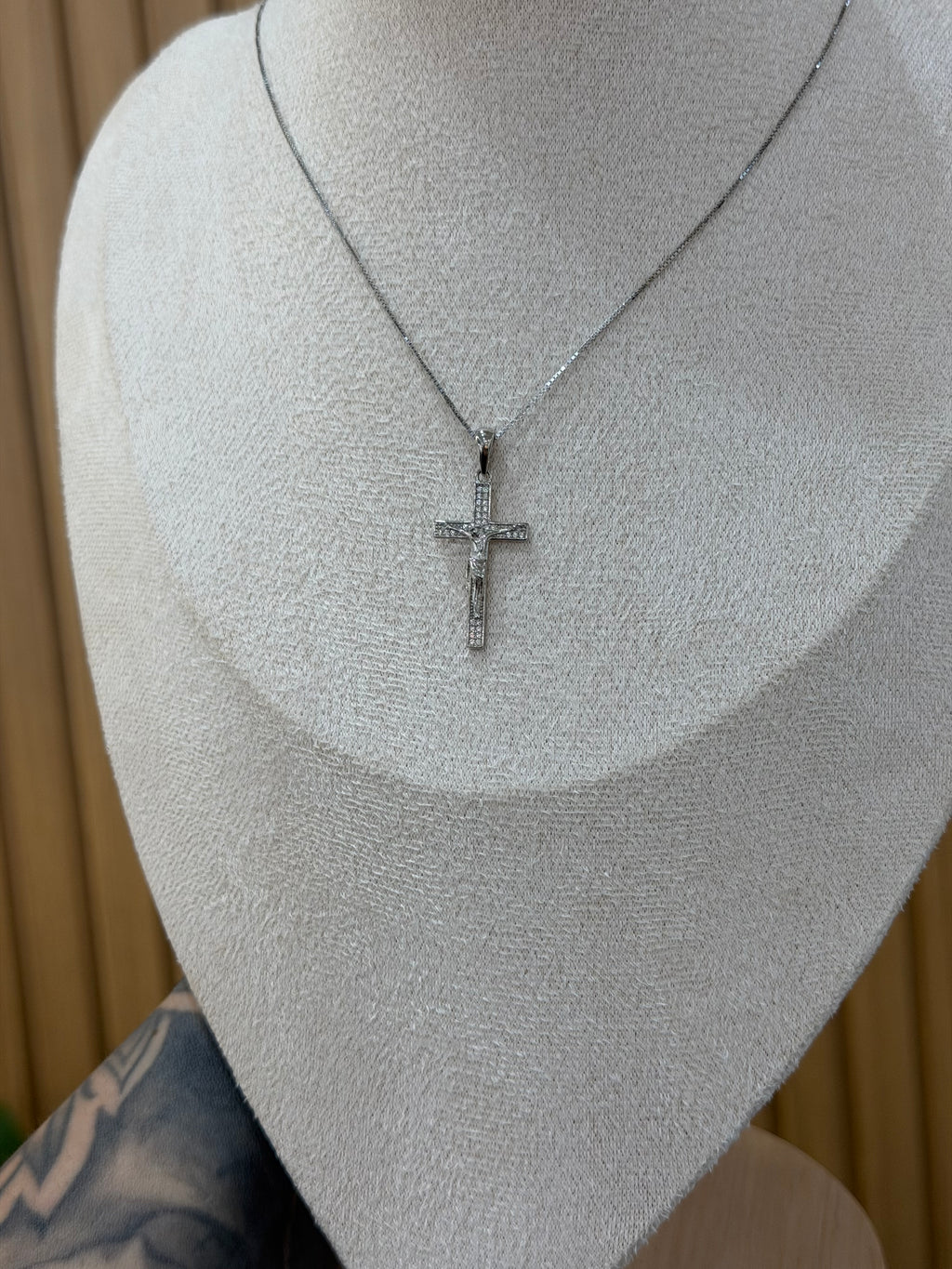 COLLANA CROCE BASIC ZIRCONATA ARGENTO 925