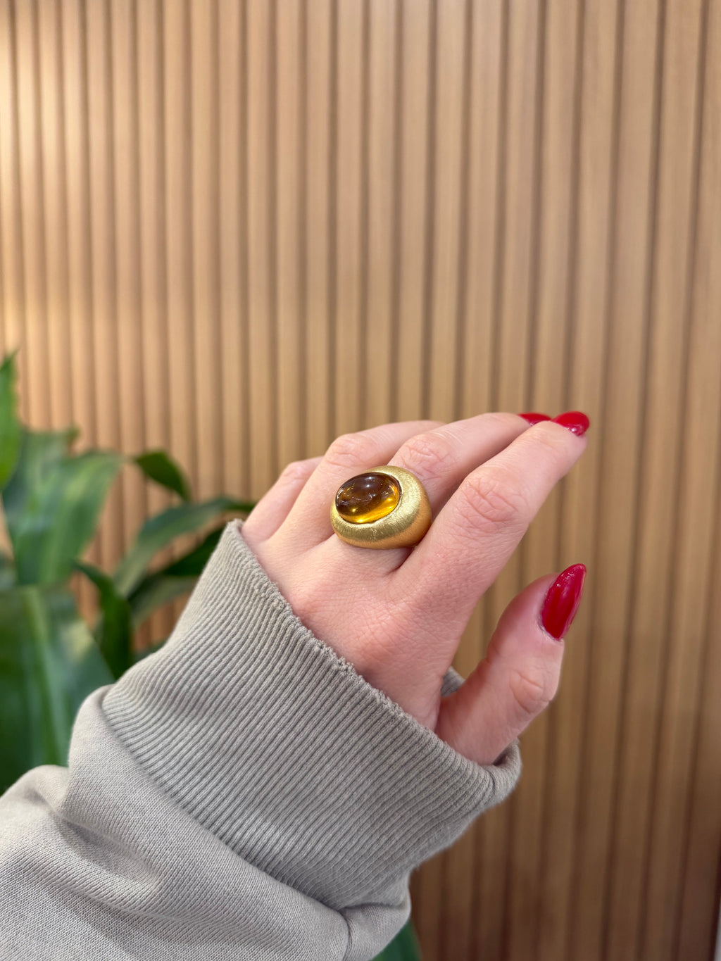 ANELLO FEDELE CABOCHON AMBRA ARGENTO 925