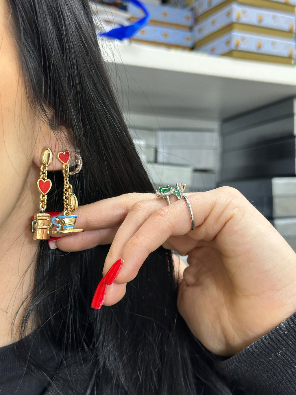 ORECCHINI IN METALLO CON TAZZINA E CAFFÈ AMO NAPOLI