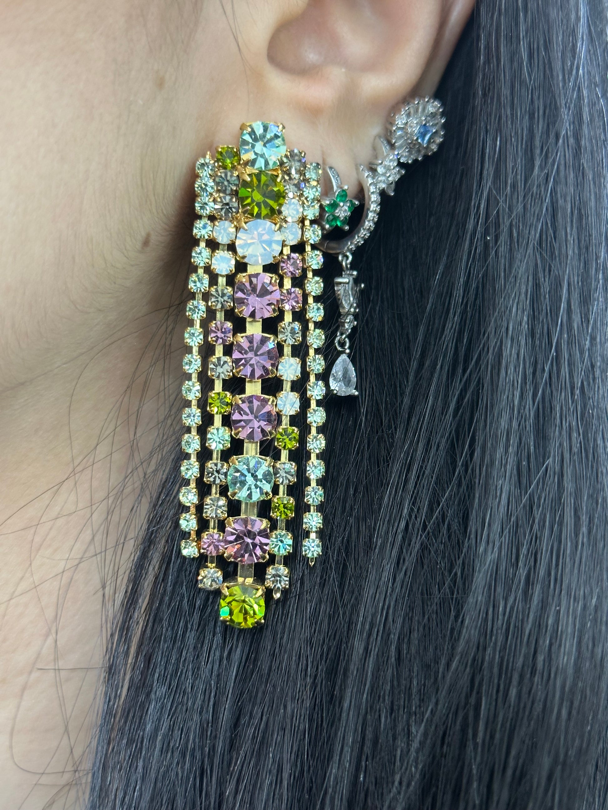 ORECCHINI SAKI PIETRE VERDI E VIOLA