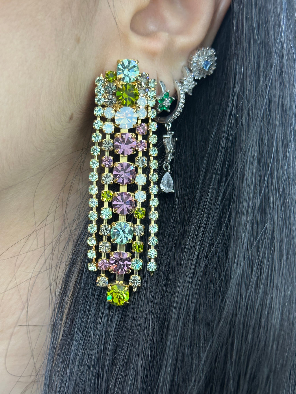 ORECCHINI SAKI PIETRE VERDI E VIOLA