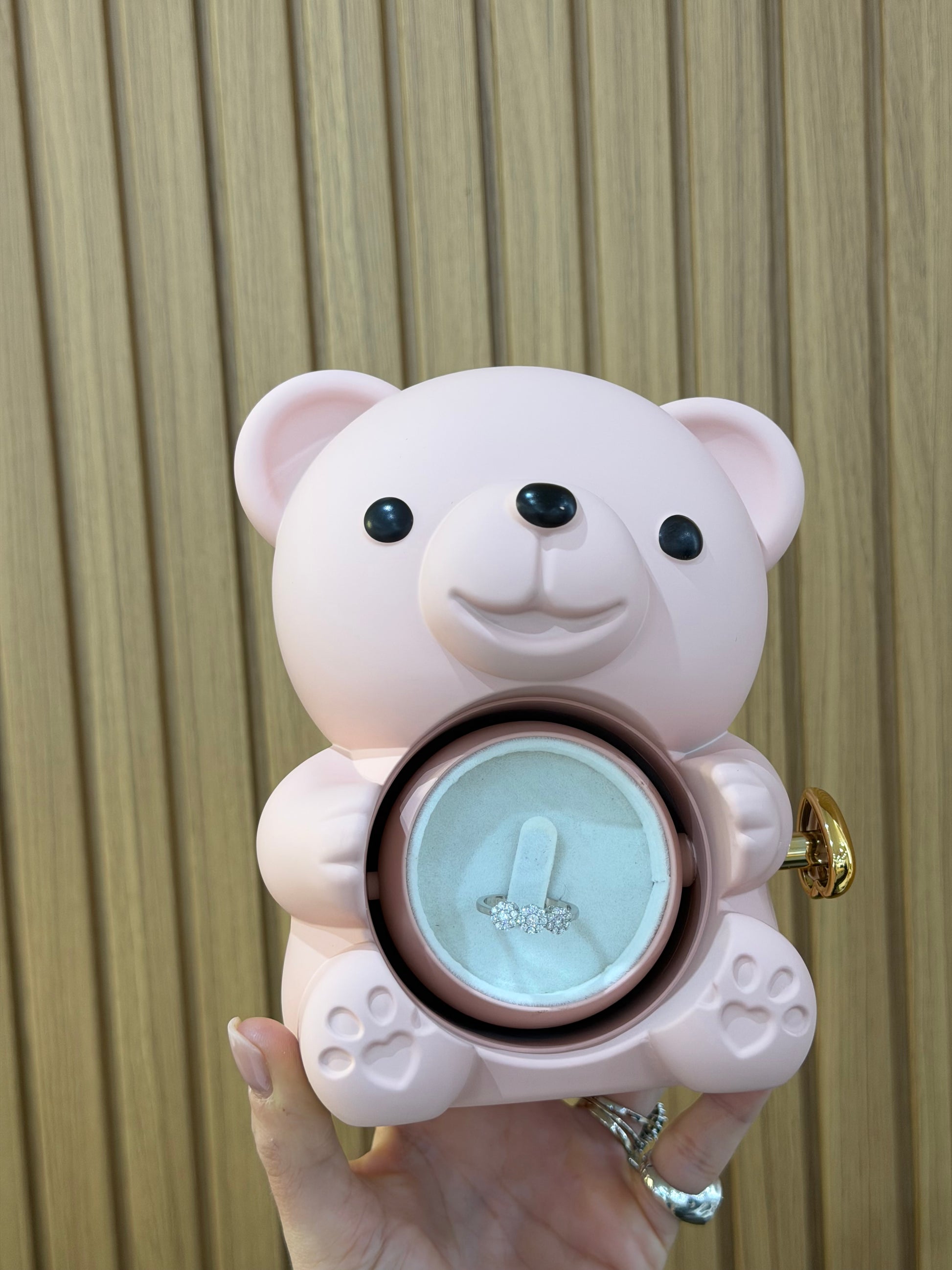 BOX TEDDY ROSA CON ANELLO MAGIC ARGENTO 925