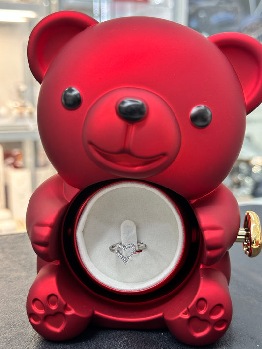 BOX TEDDY CON ANELLO CUORICINO IN ARGENTO 925