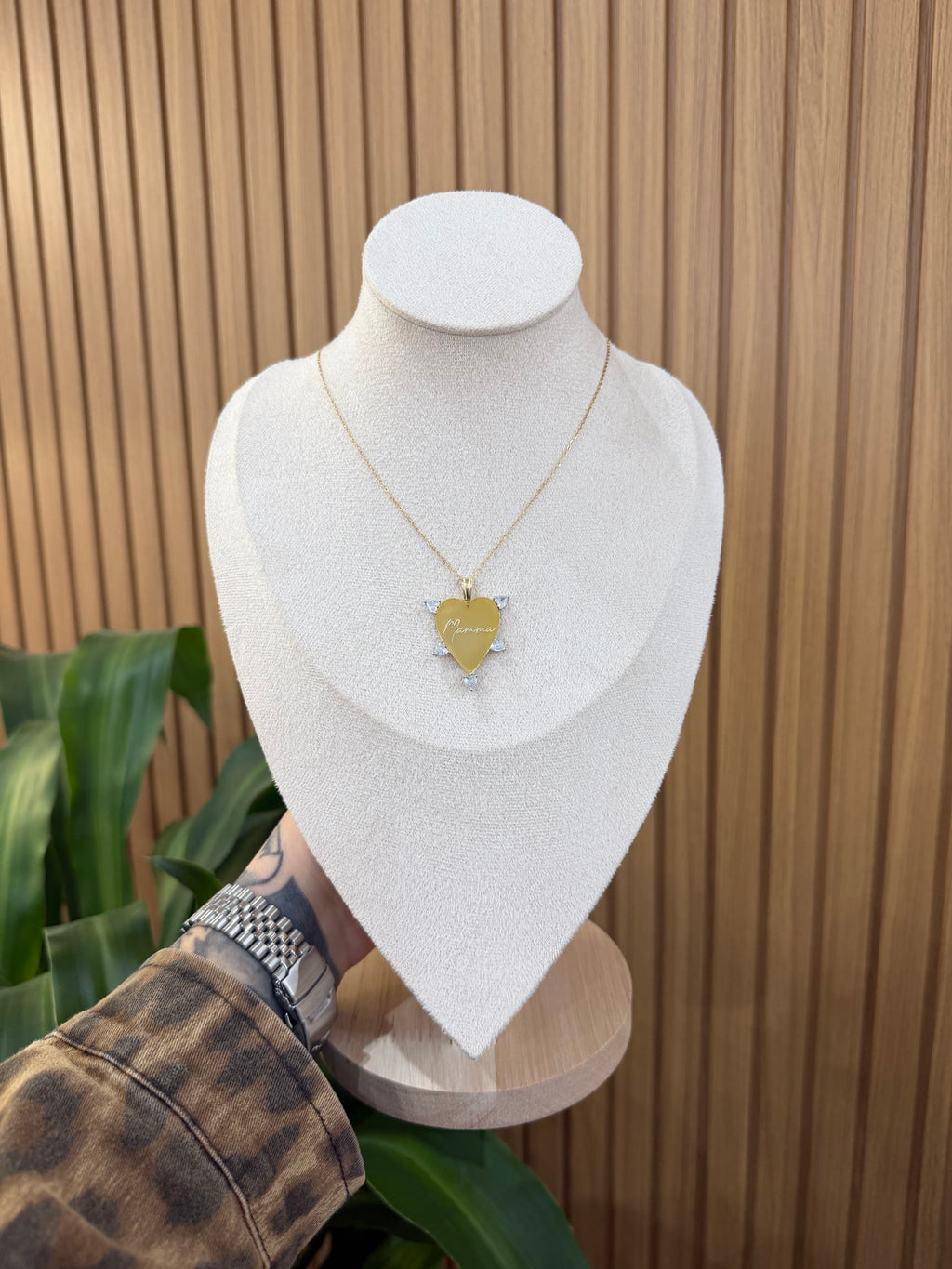 COLLANA MAMMA CUORI LATERALI ARGENTO 925