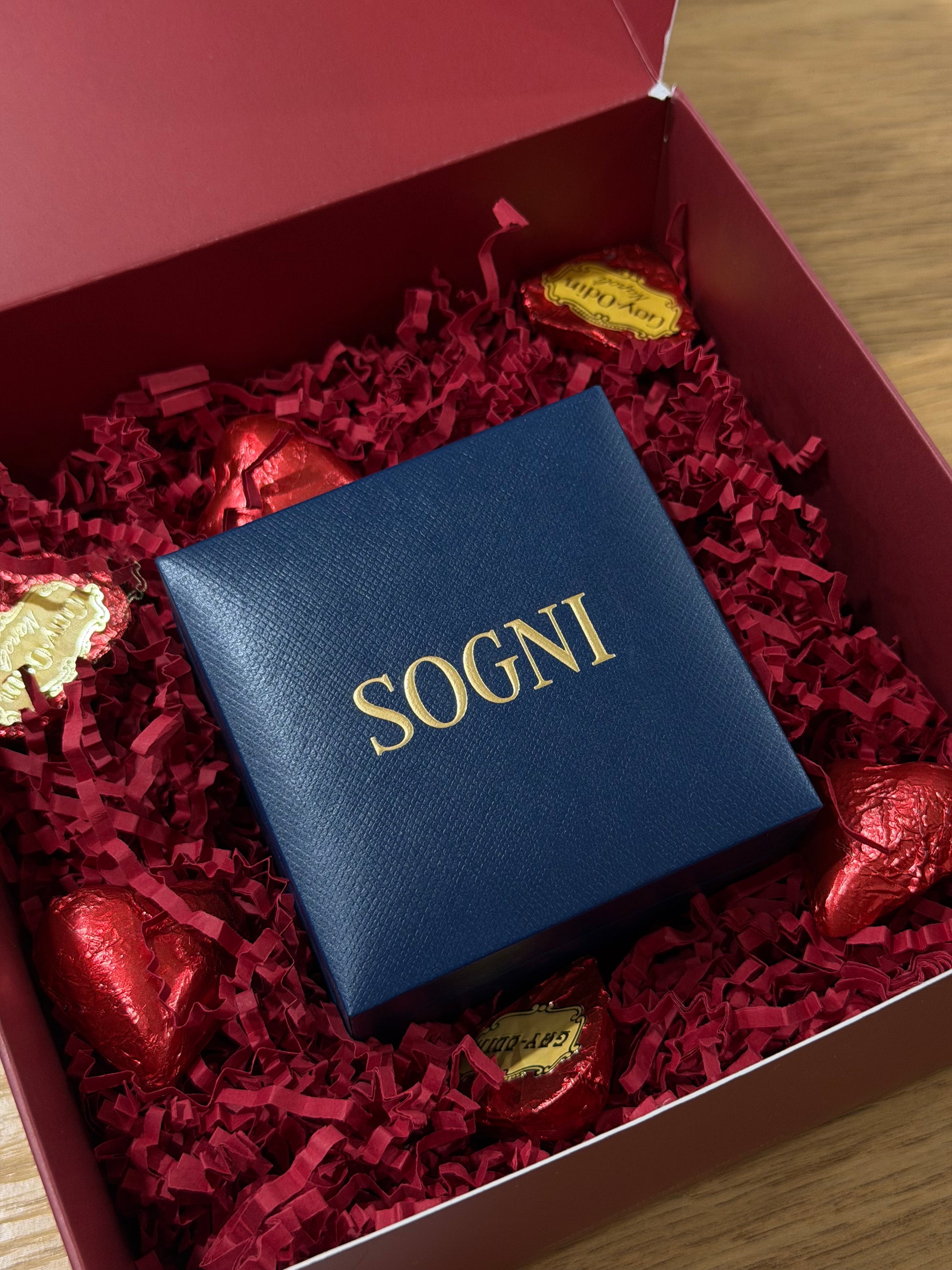 BOX SOGNI CON ORECCHINI ARGENTO 925 DORATO SATINATO