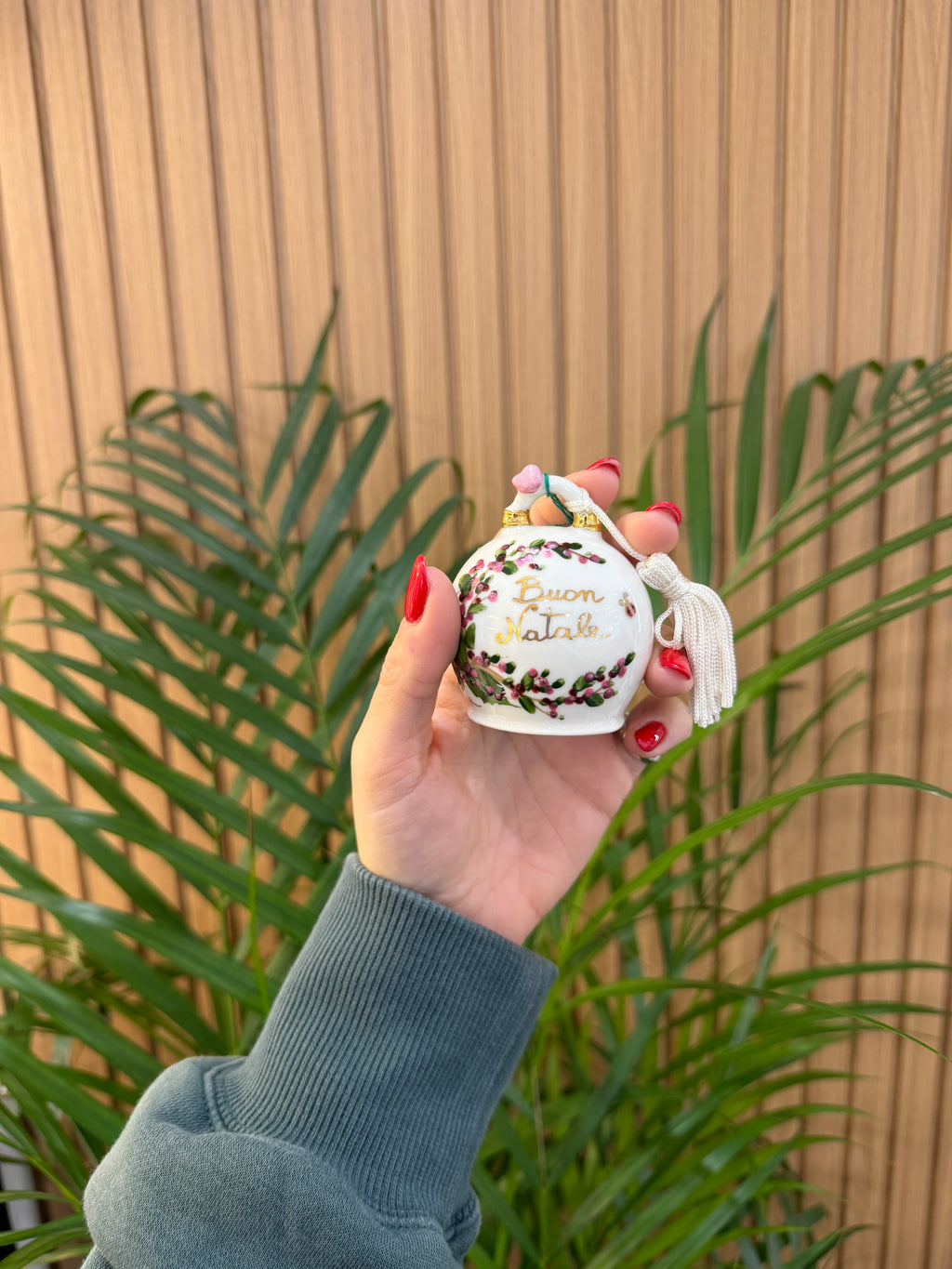 MINI CAMPANELLA BUON NATALE CERAMICA DI CAPODIMONTE