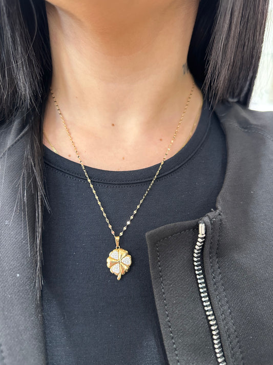 COLLANA QUADRIFOGLIO ORO 18KT