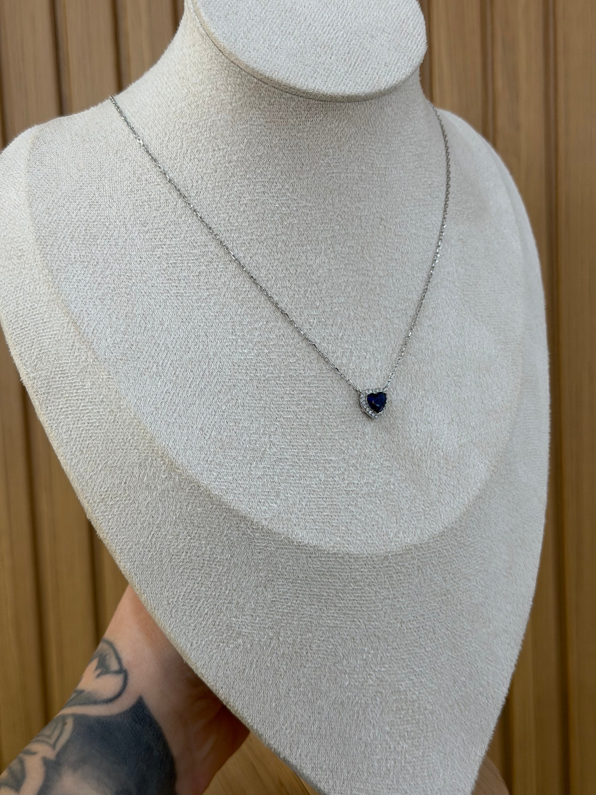 COLLANA CUORE BLU ARGENTO 925
