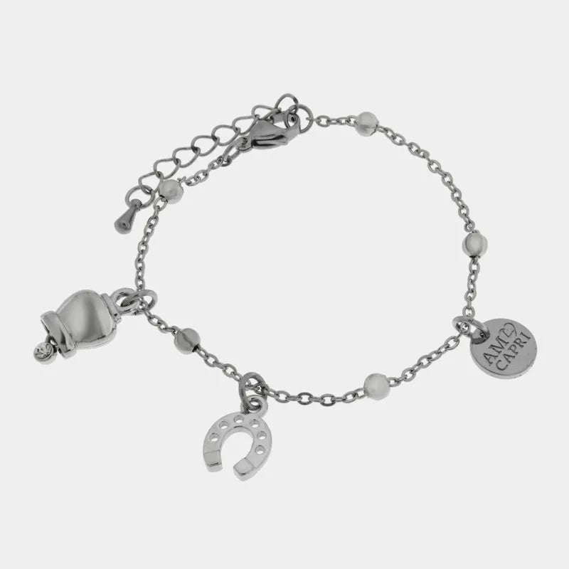 BRACCIALE AMO CAPRI IN ACCIAIO CON CAMPANELLA E FERRO DI CAVALLO