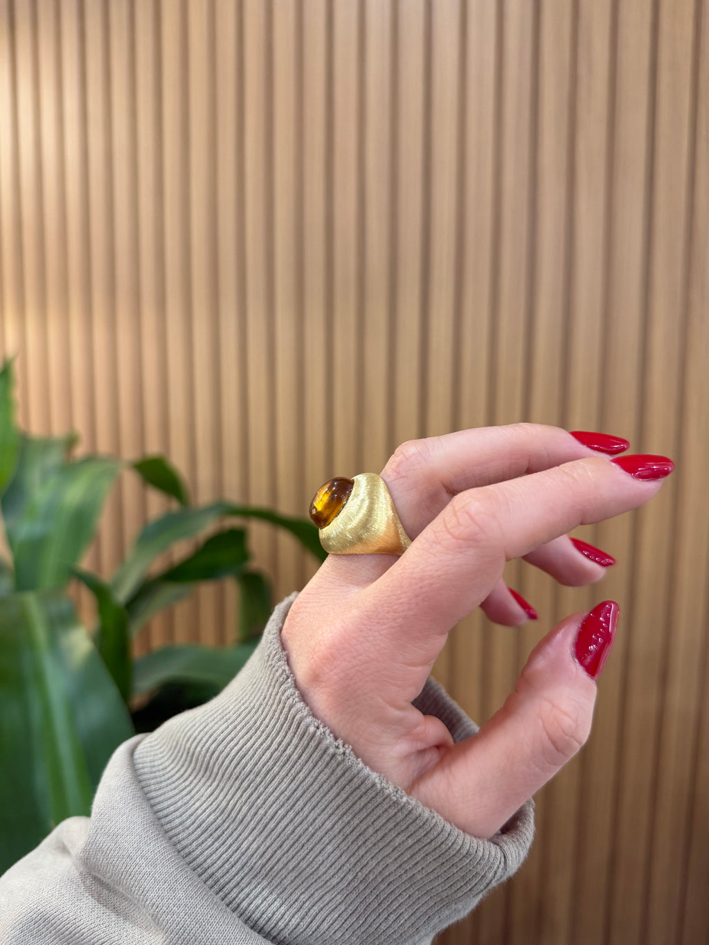 ANELLO FEDELE CABOCHON AMBRA ARGENTO 925