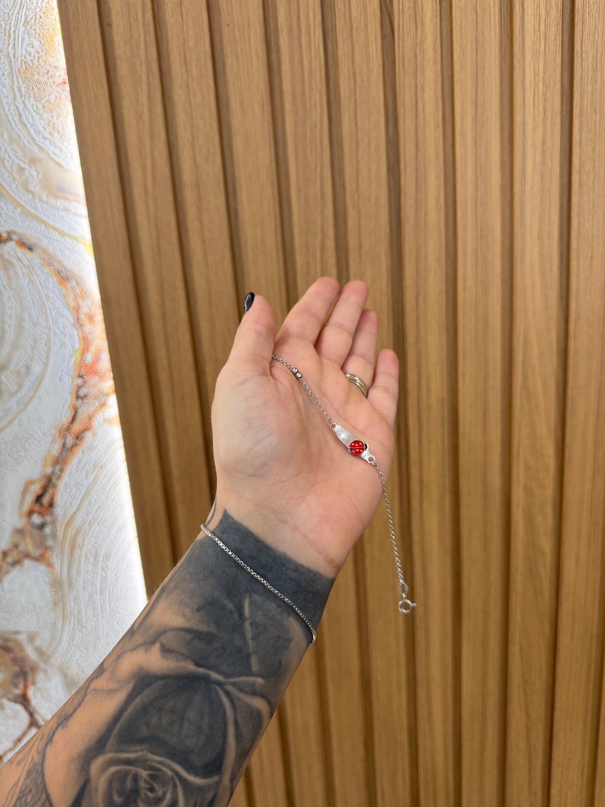 BRACCIALE BATTESIMALE CON COCCINELLA GRANDE ARGENTO